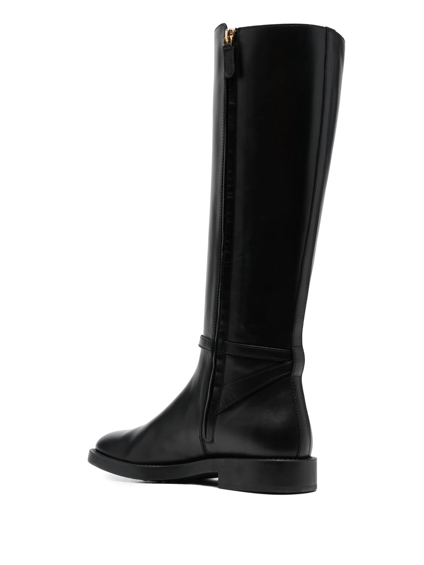 logo-plaque leather boots
