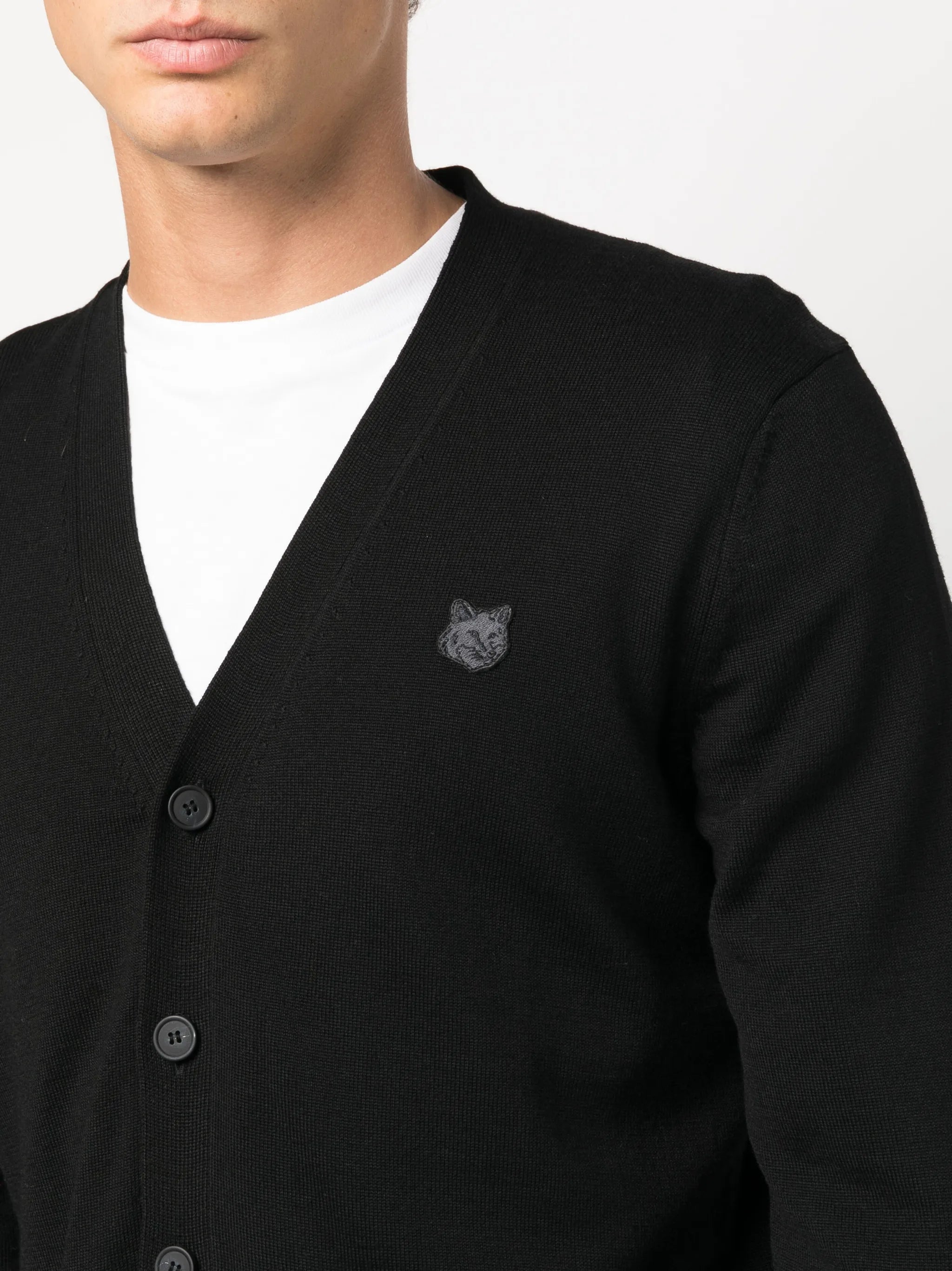 V-neck wool cardigan