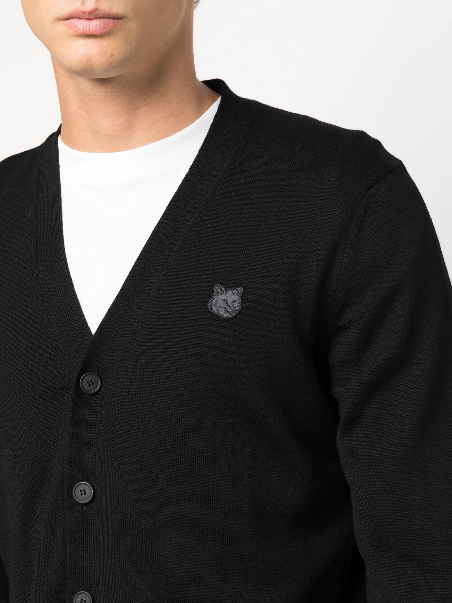 V-neck wool cardigan