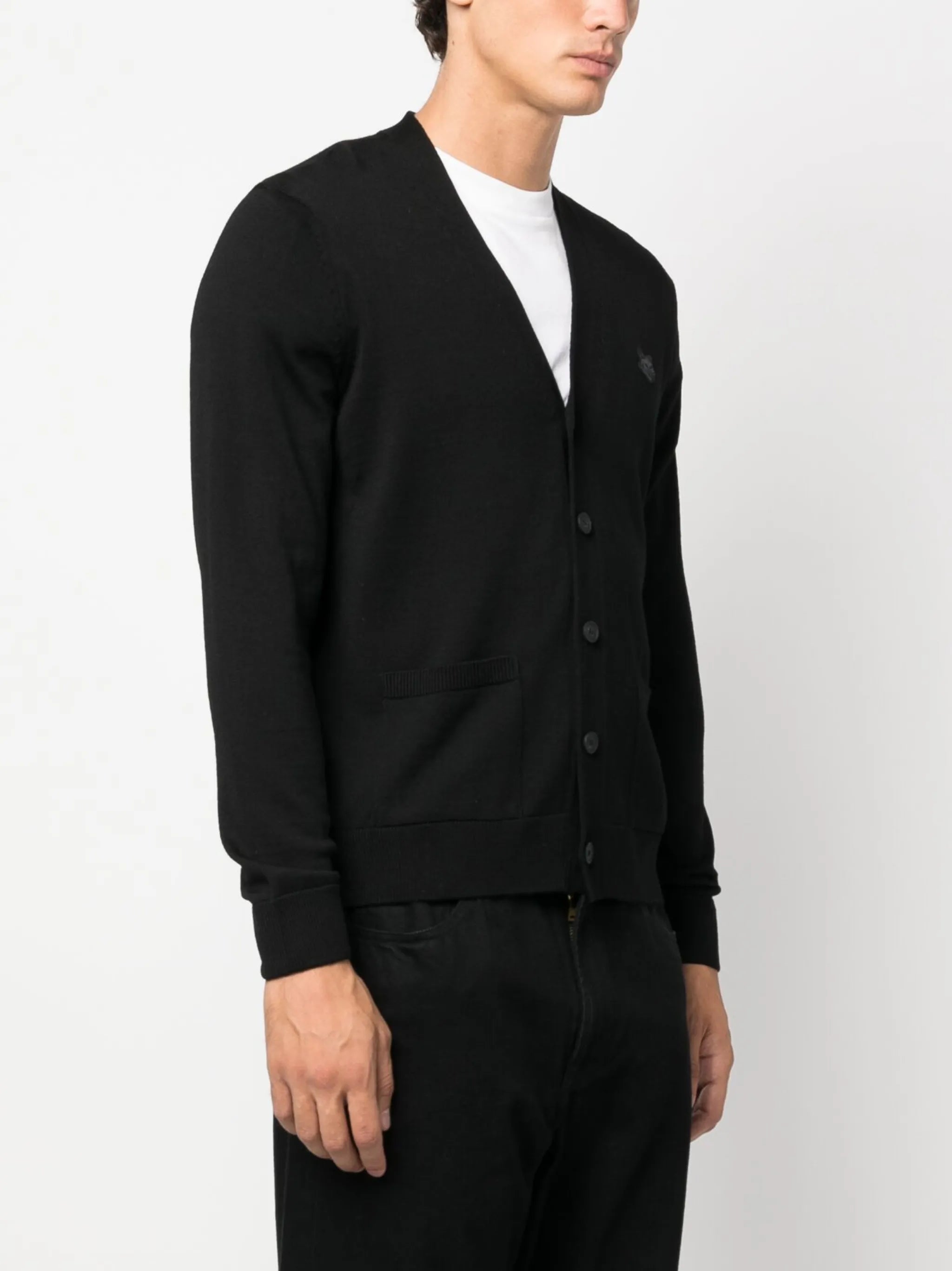 V-neck wool cardigan