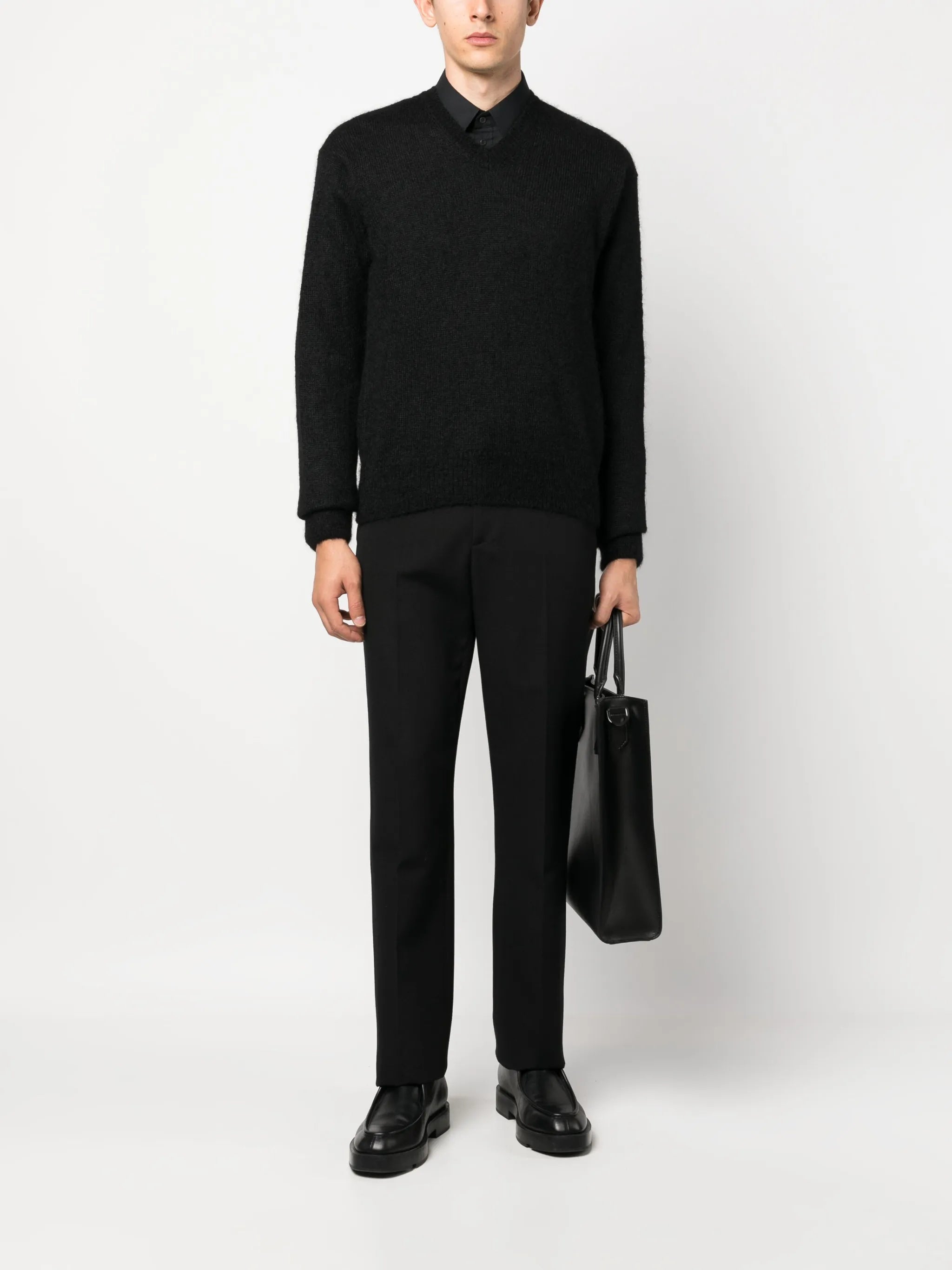 V-neck knitted jumper