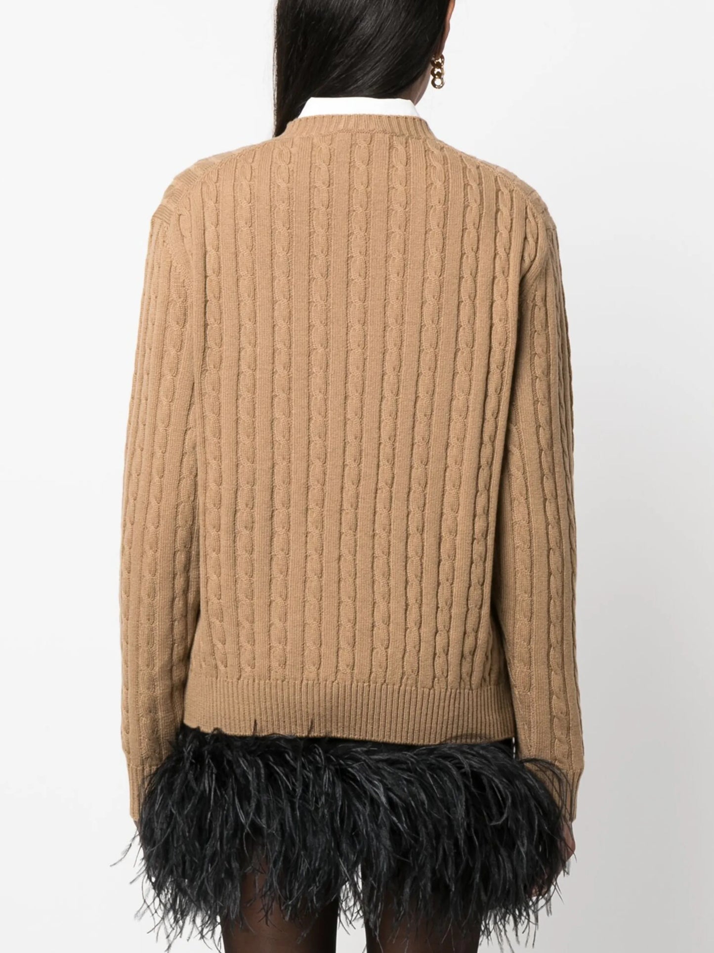 logo-intarsia cable-knit jumper