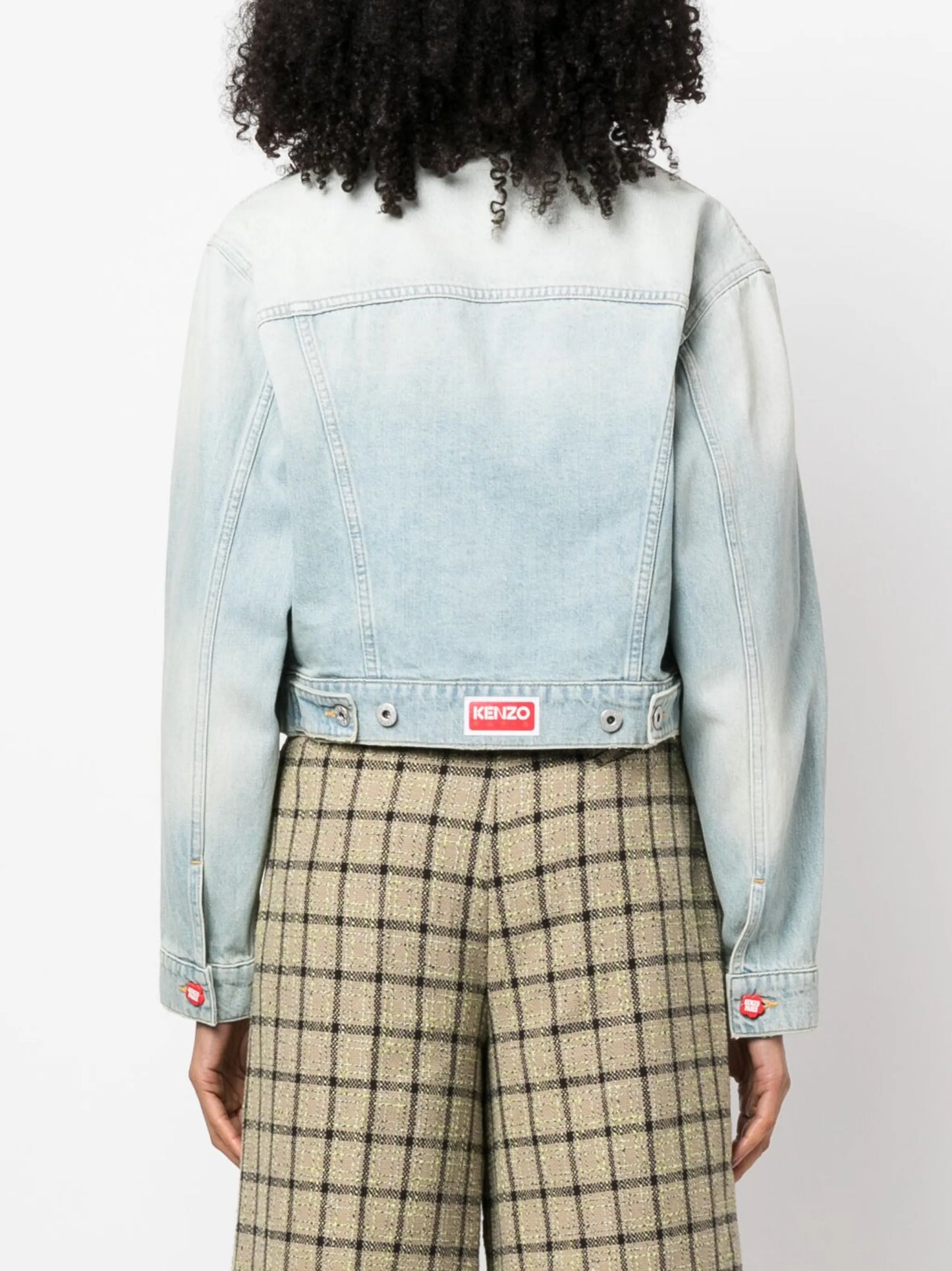 faded-effect cropped denim jacket