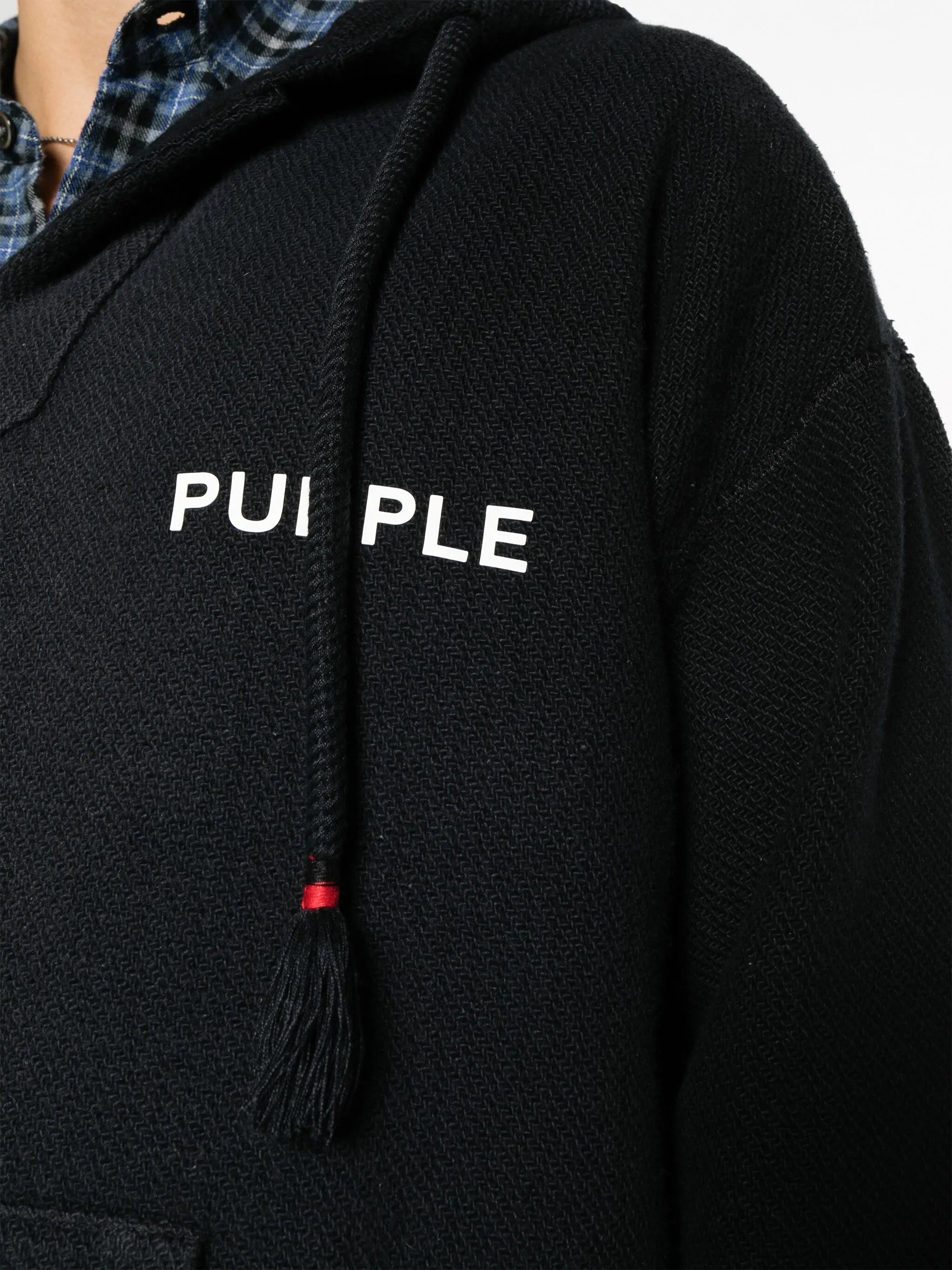 logo-print V-neck hoodie