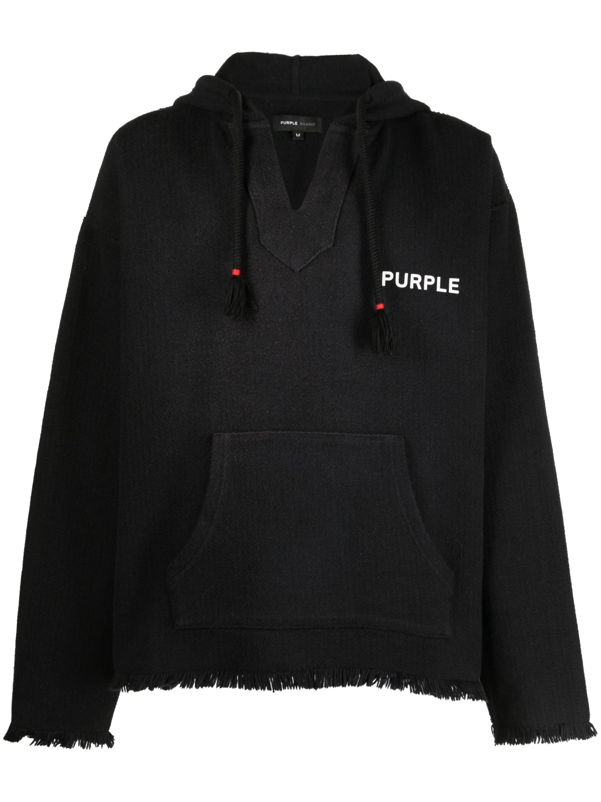 logo-print V-neck hoodie