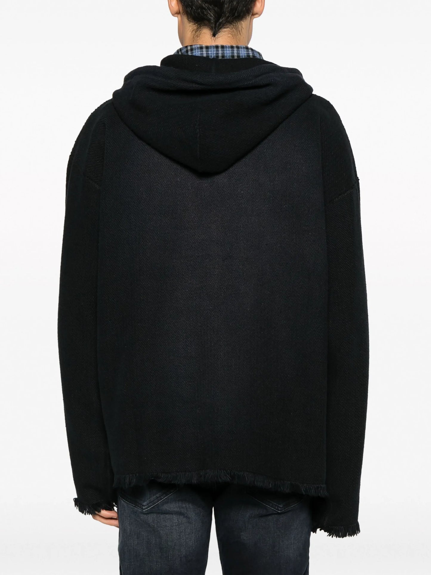 logo-print V-neck hoodie