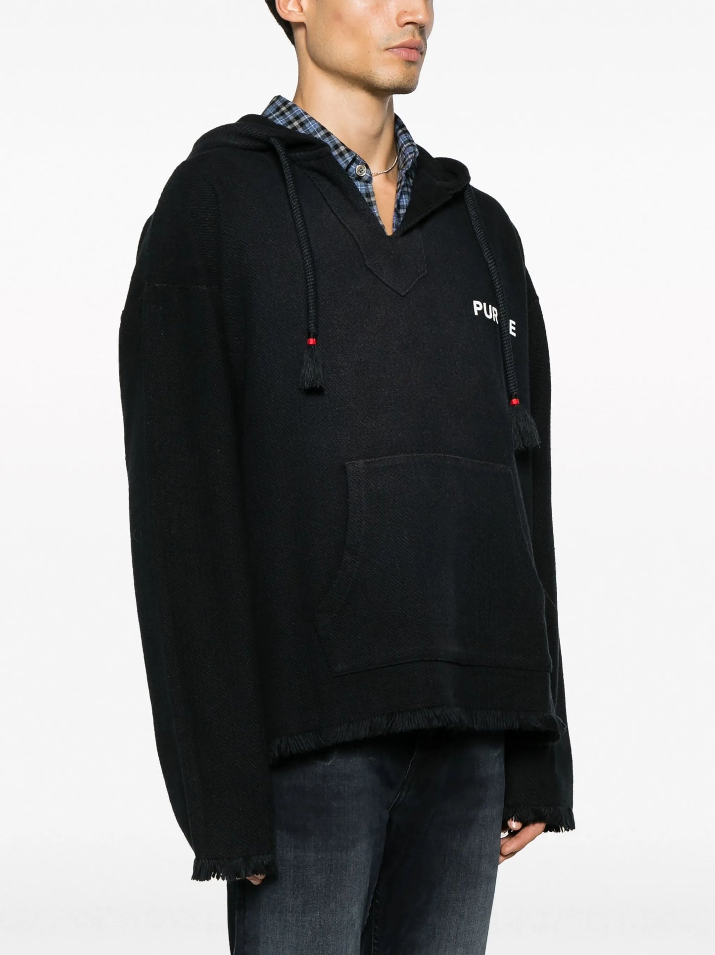 logo-print V-neck hoodie