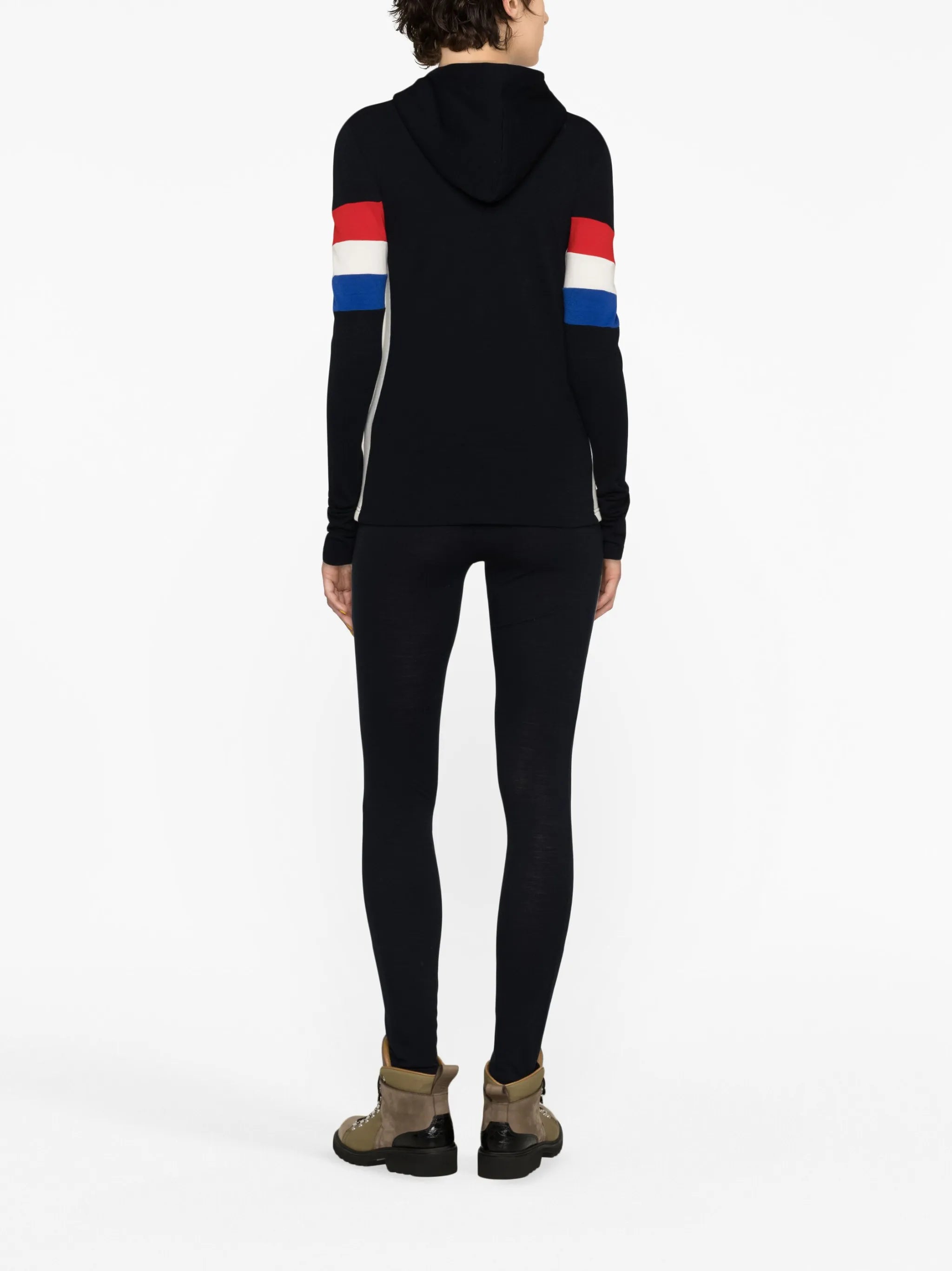 stripe-intarsia zip-up hoodie