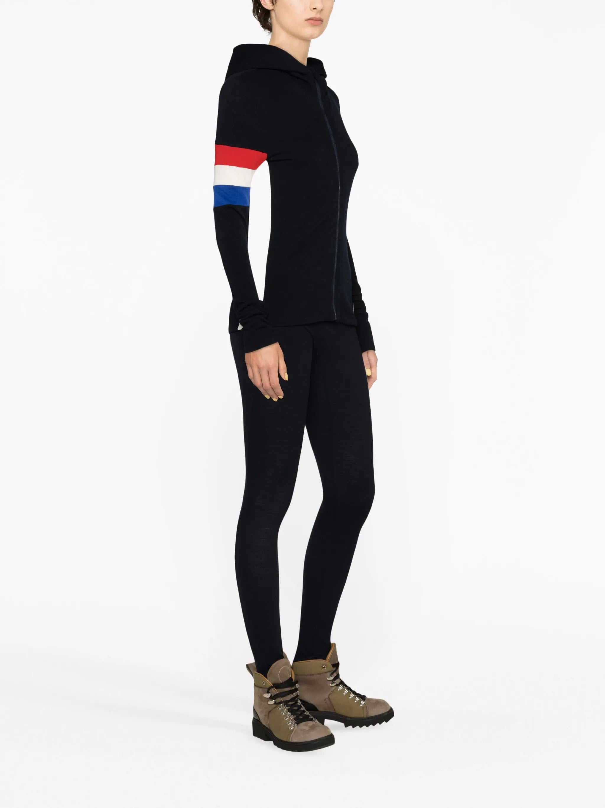 stripe-intarsia zip-up hoodie