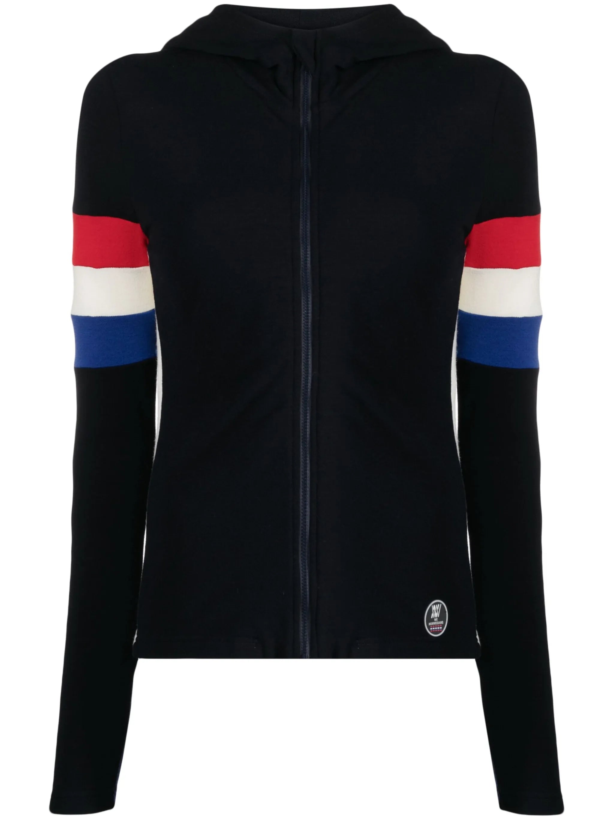 stripe-intarsia zip-up hoodie