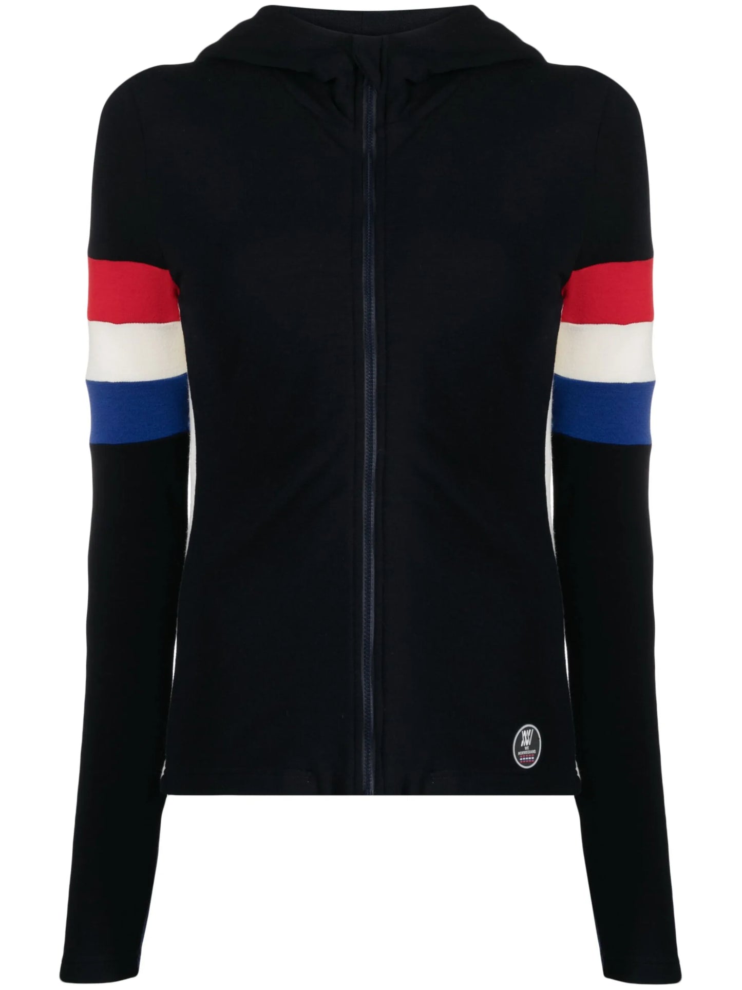 stripe-intarsia zip-up hoodie