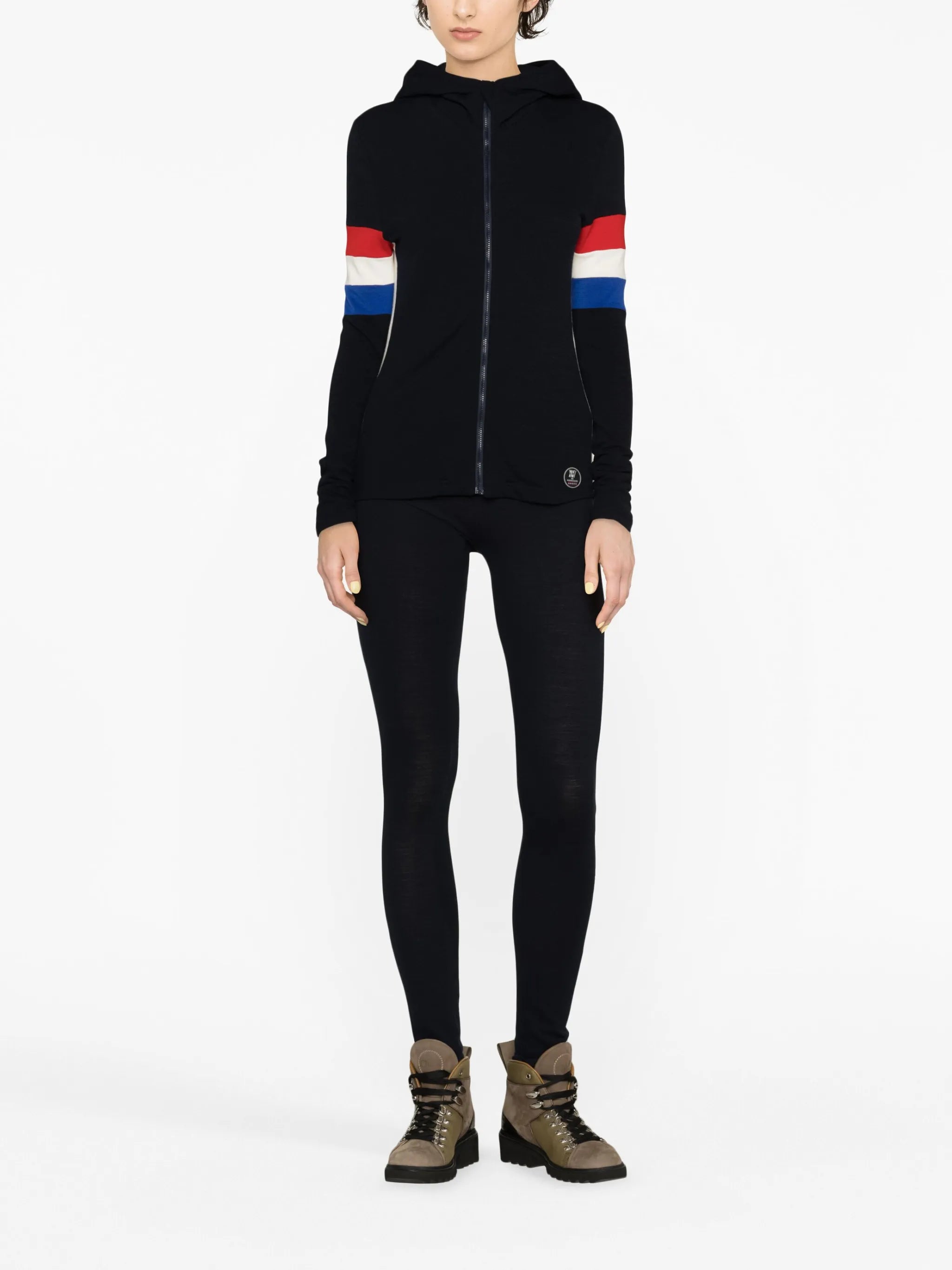 stripe-intarsia zip-up hoodie