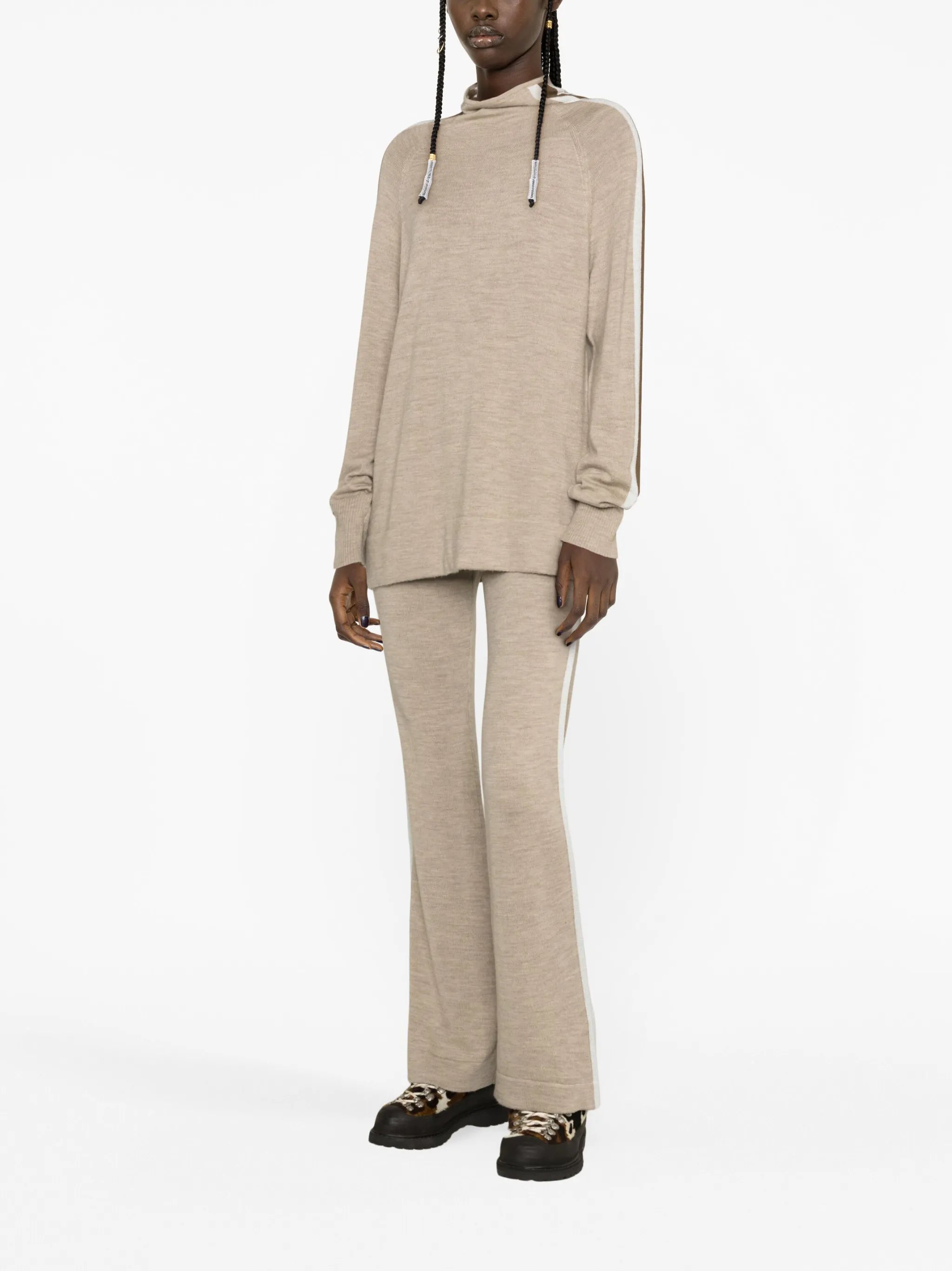 side-stripe flared trousers