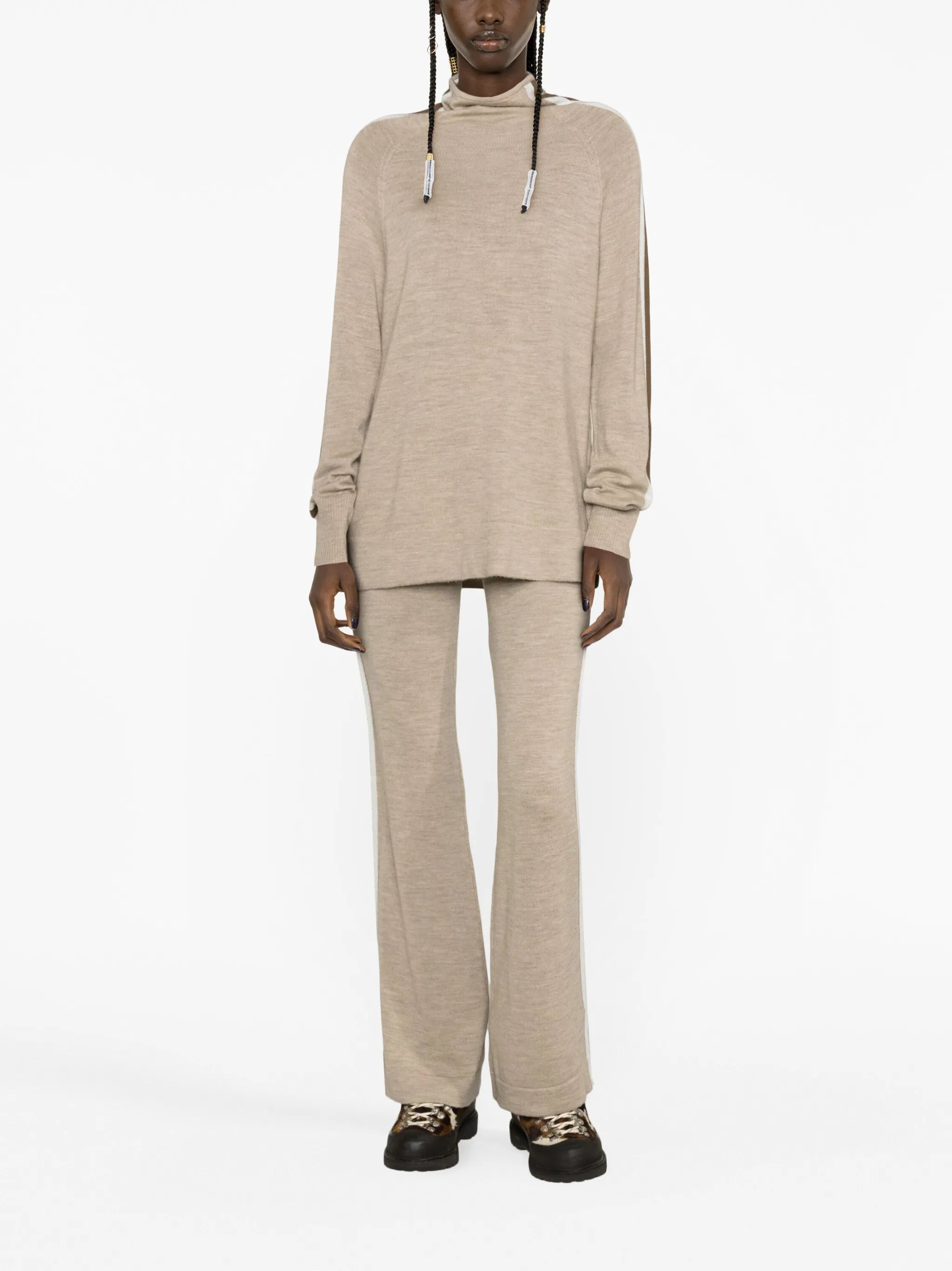 side-stripe flared trousers