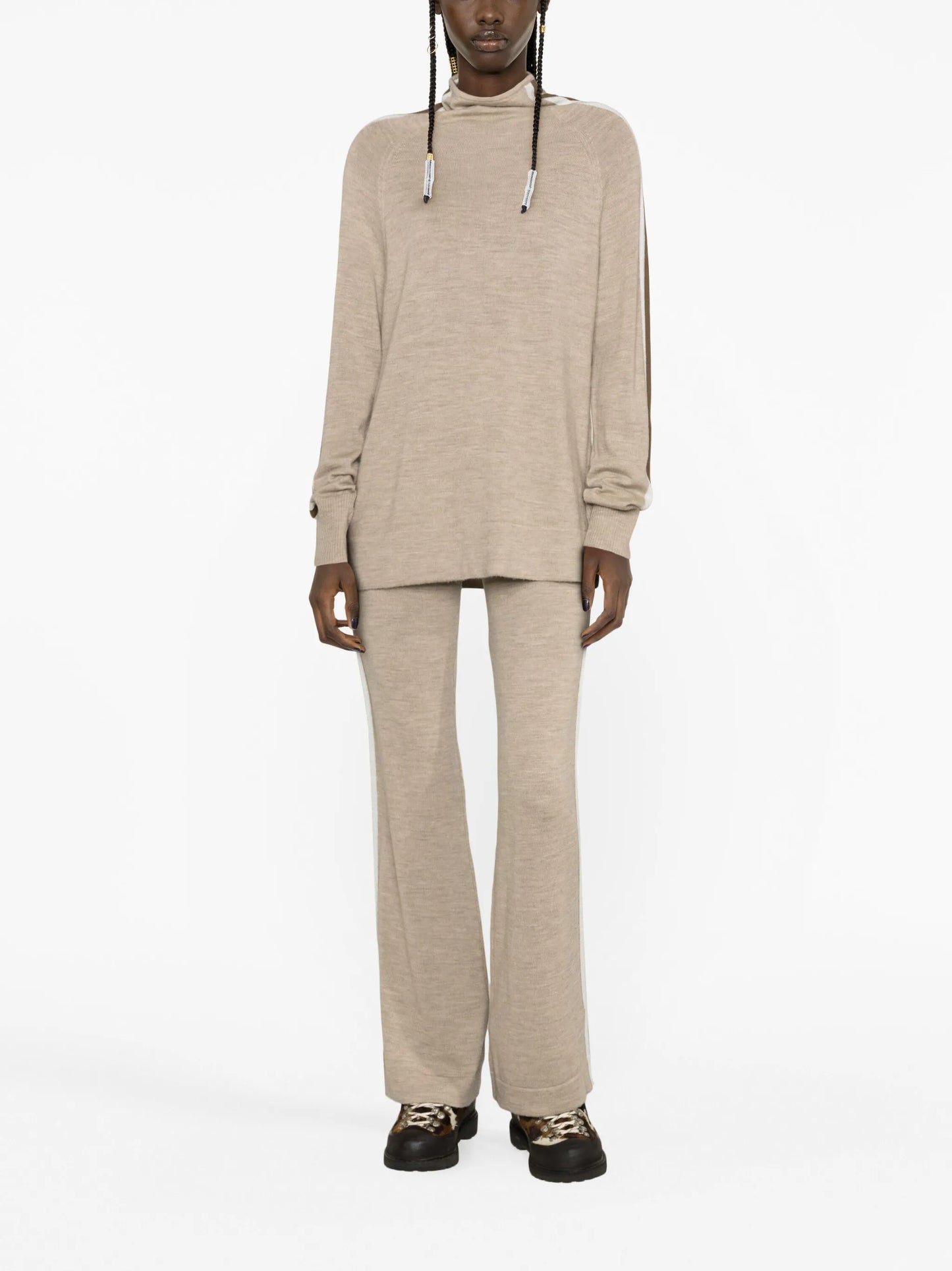side-stripe flared trousers
