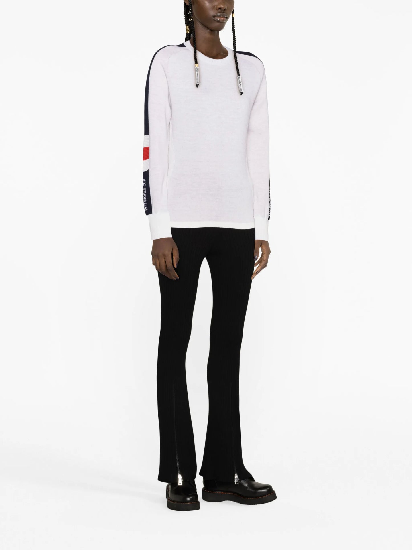striped merino-piqué ski top
