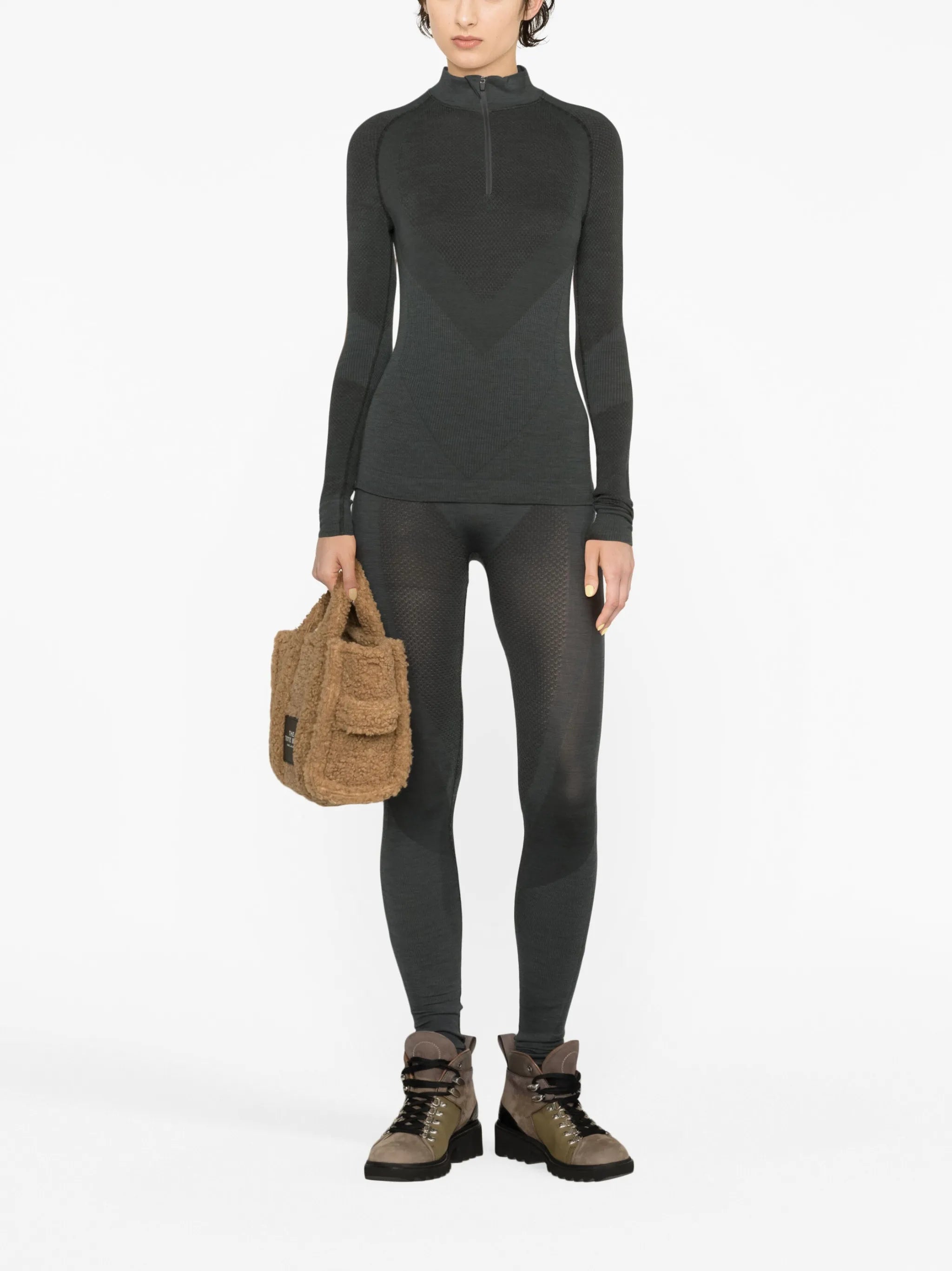 panelled piqué ski leggings