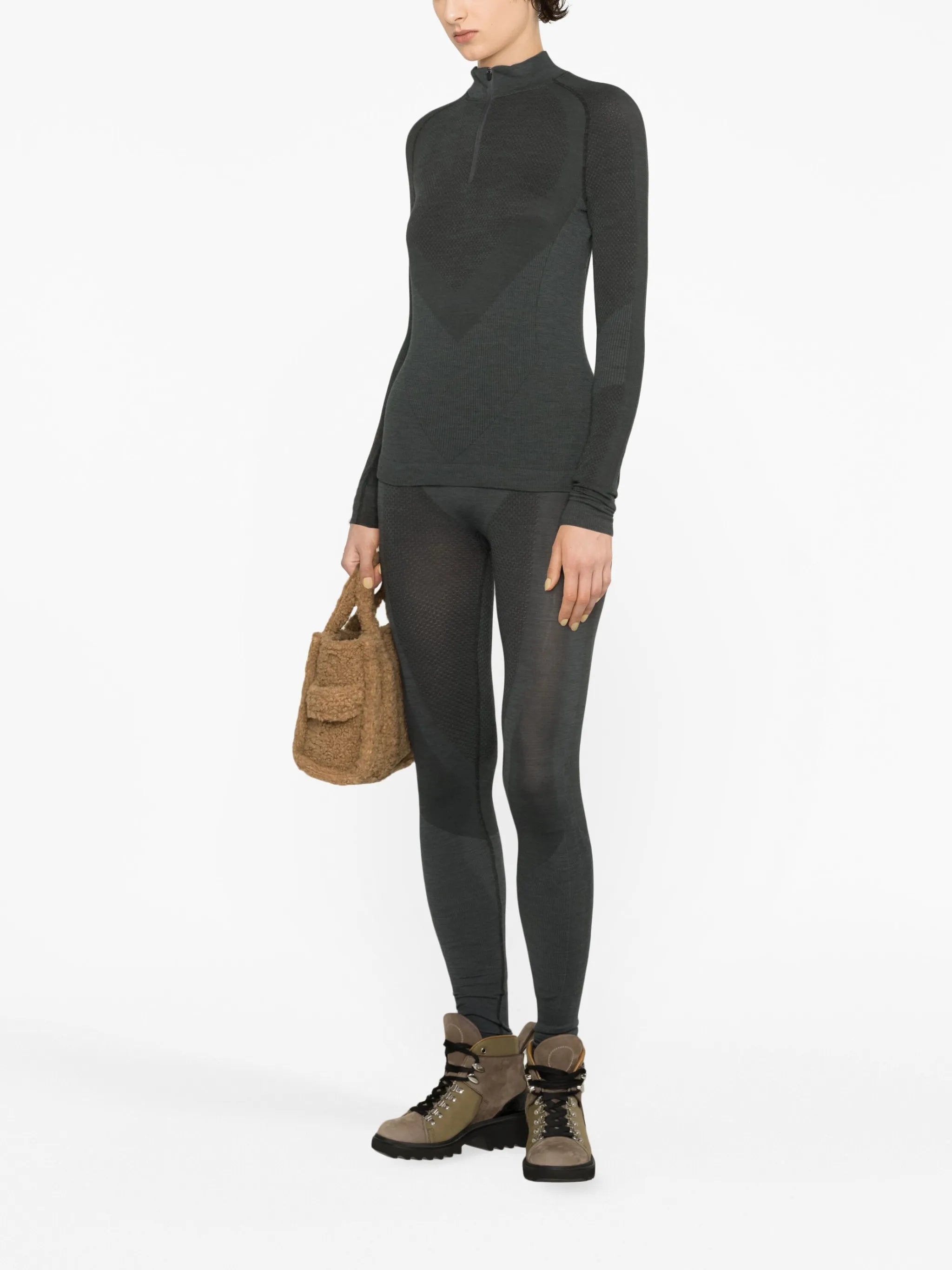 panelled piqué ski leggings