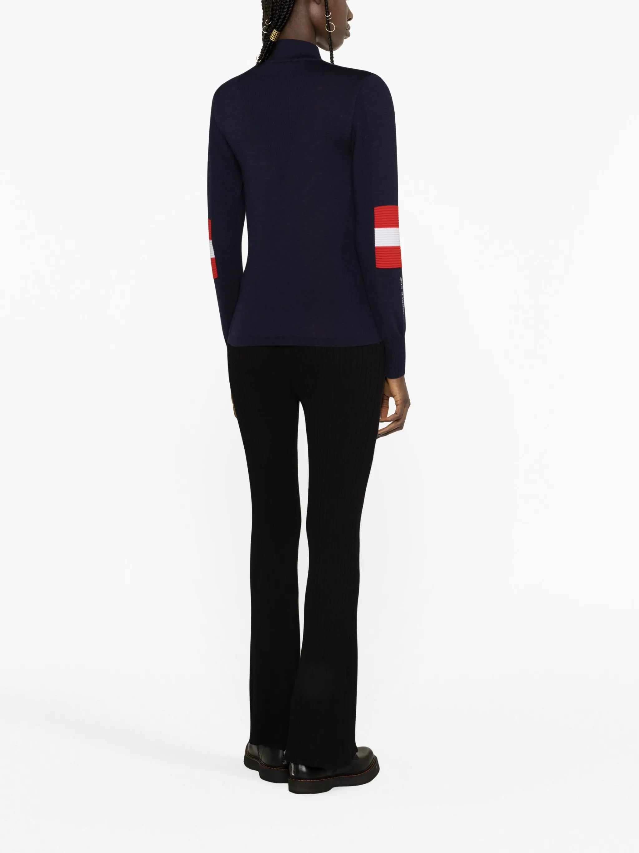 chevron-intarsia merino-wool top