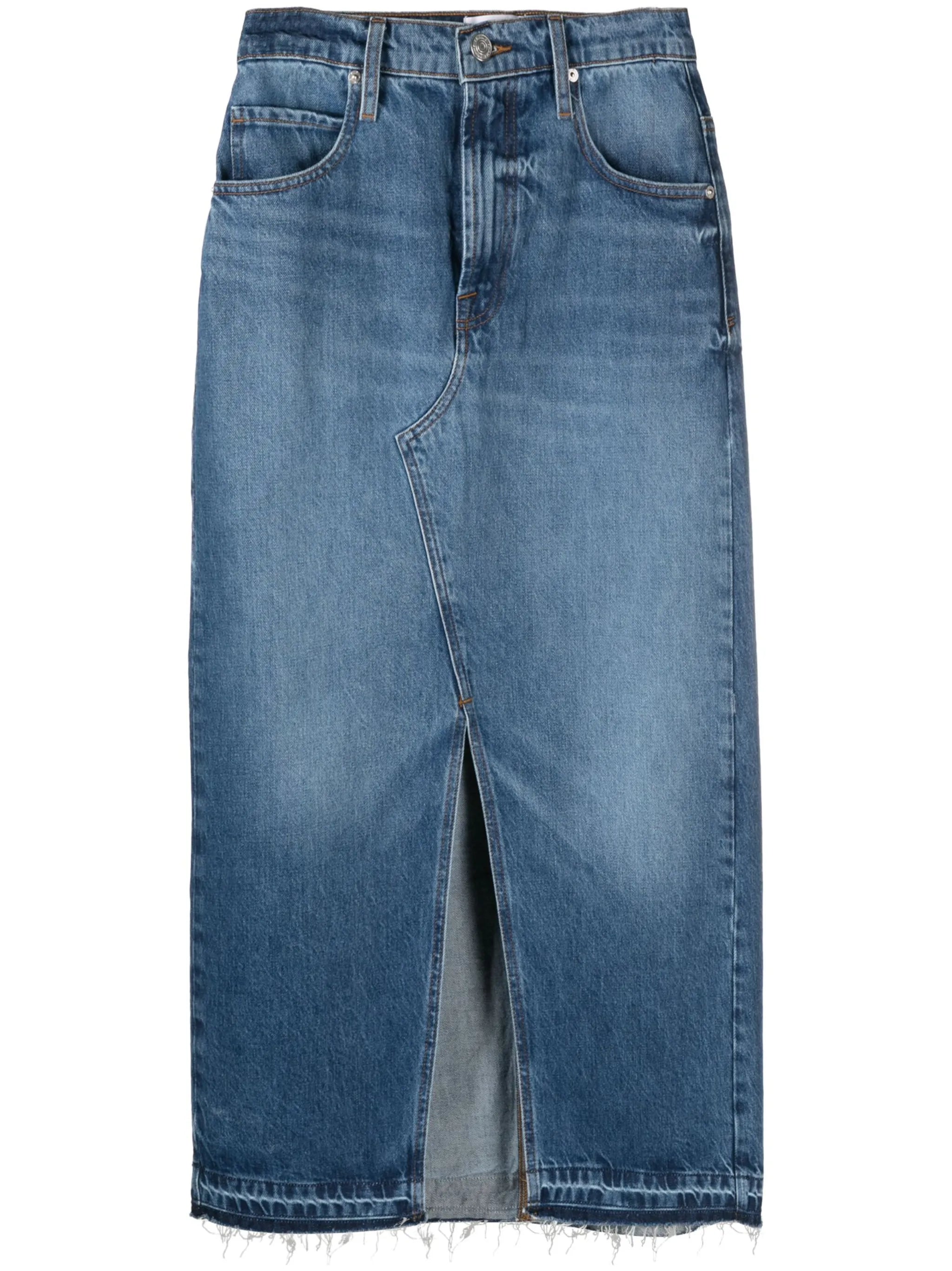 washed denim midi skirt