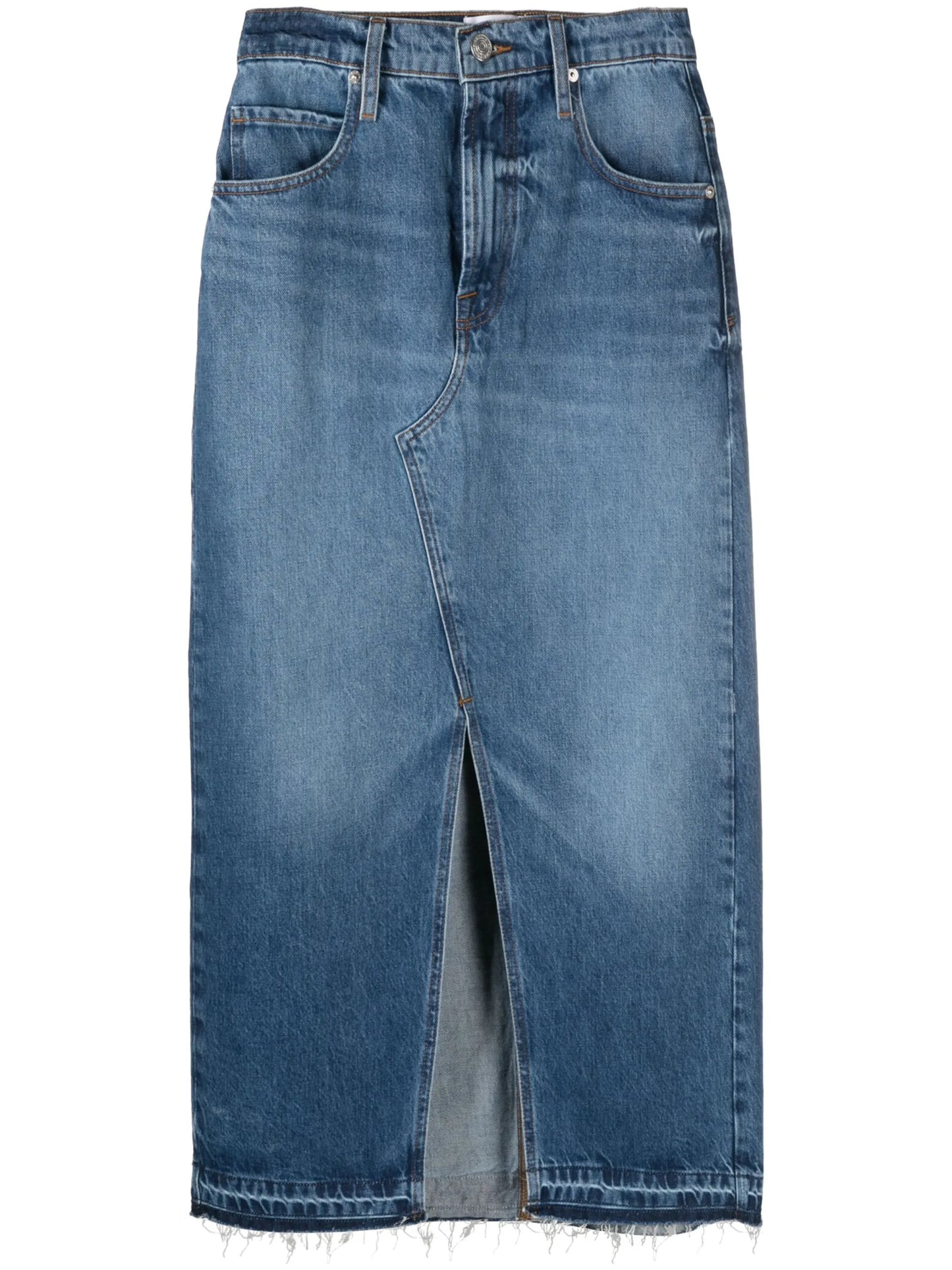 washed denim midi skirt