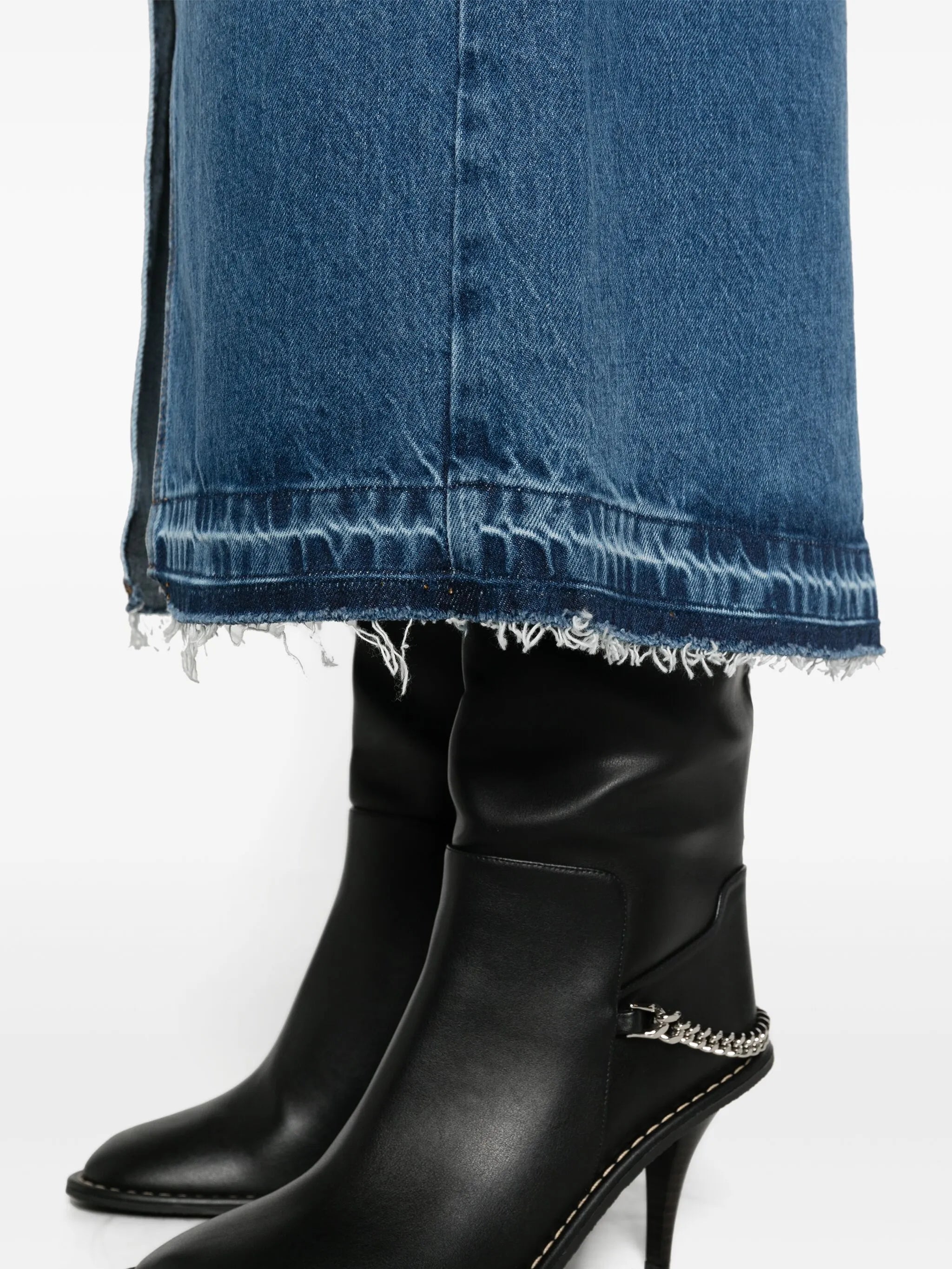 washed denim midi skirt