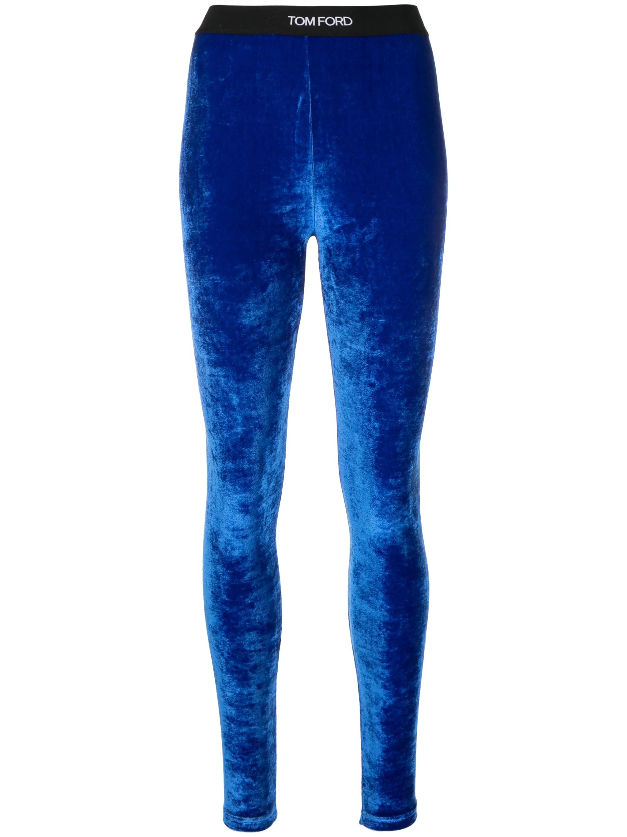 logo-waistband velvet leggings
