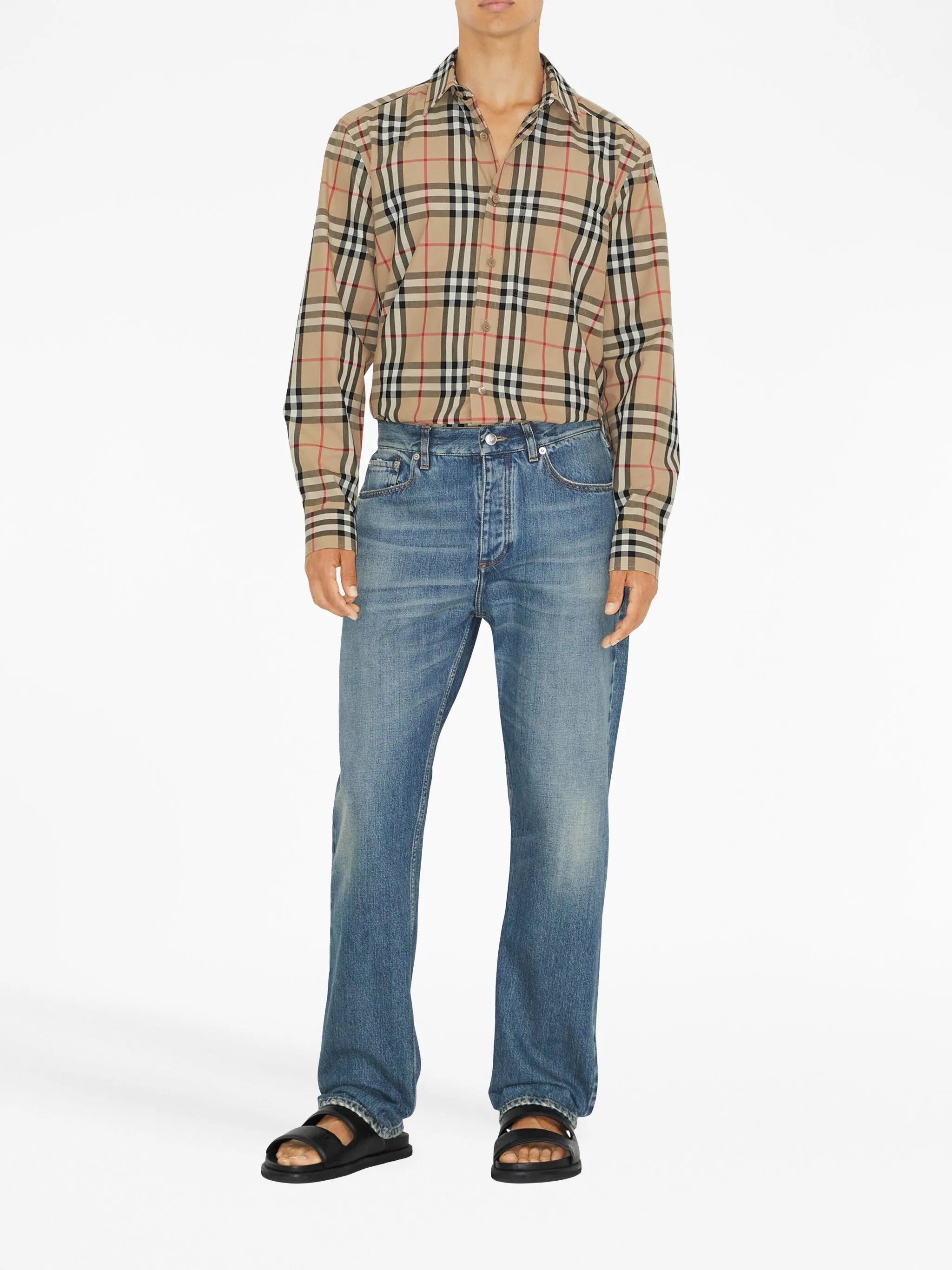 Check-pattern cotton shirt