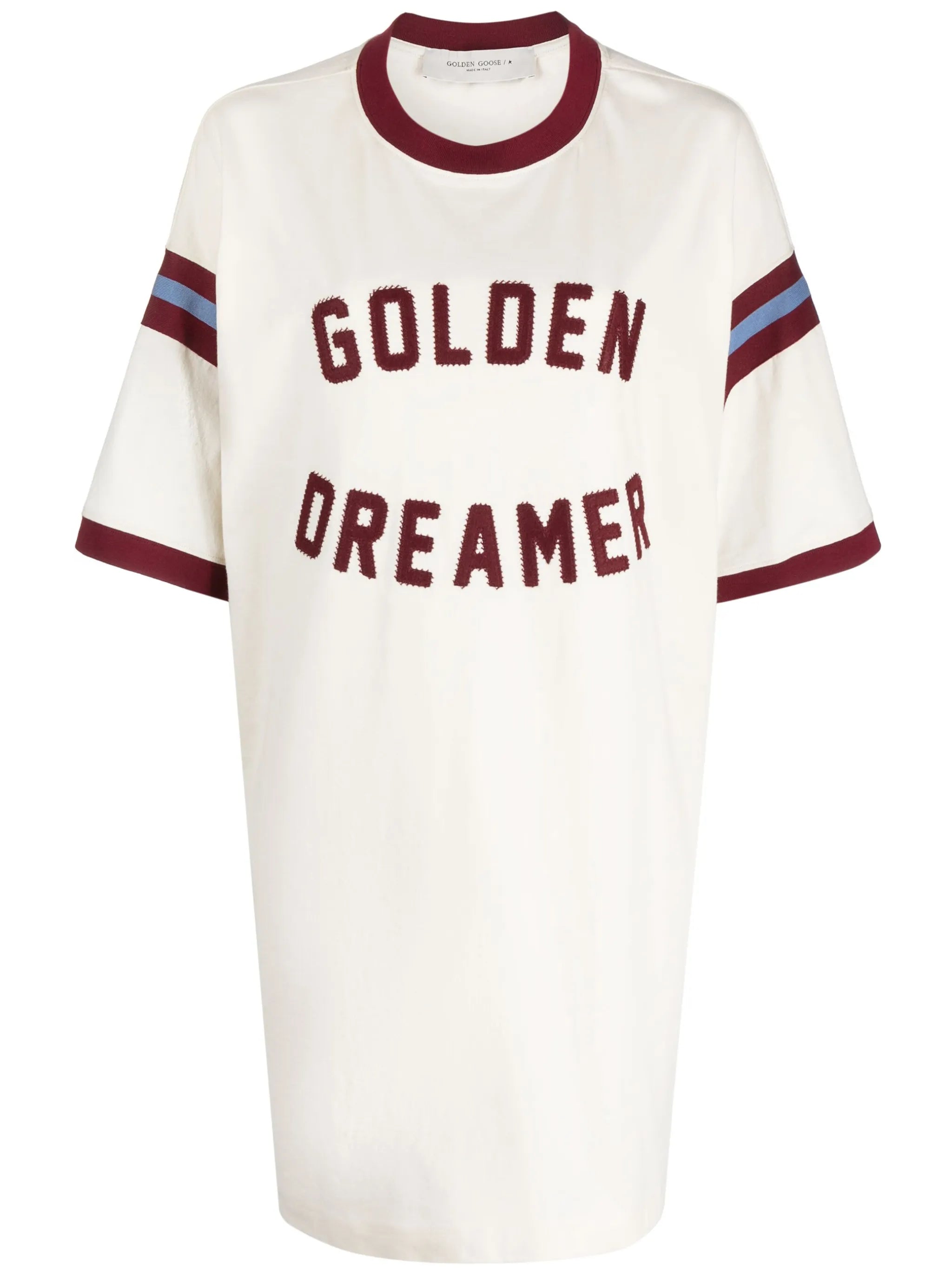 slogan-appliqué cotton T-shirt dress