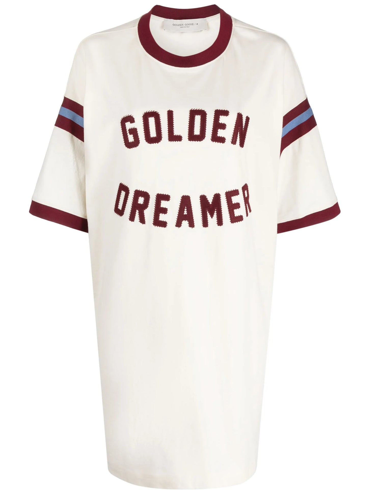 slogan-appliqué cotton T-shirt dress