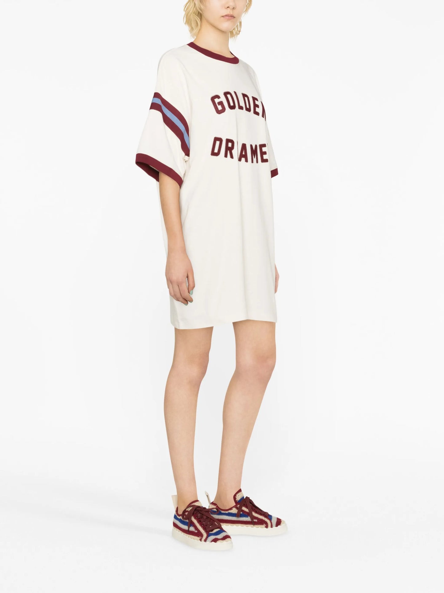 slogan-appliqué cotton T-shirt dress