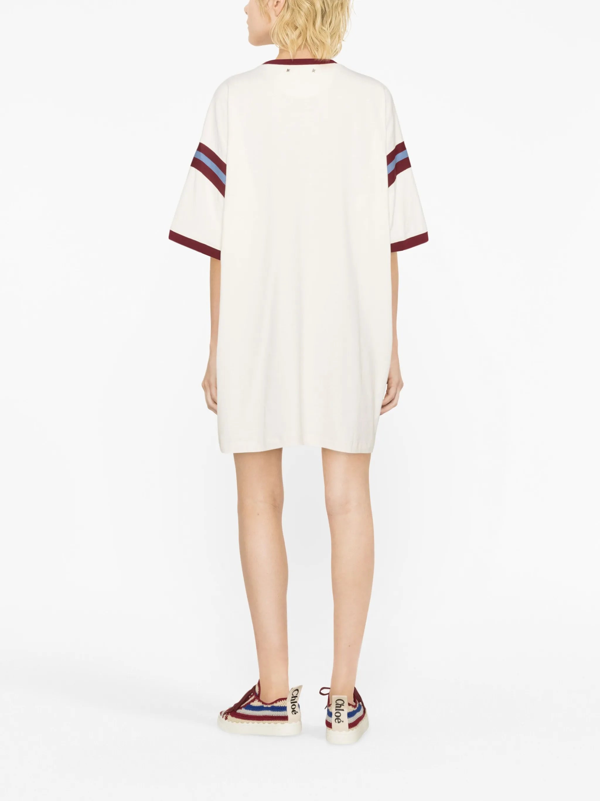slogan-appliqué cotton T-shirt dress