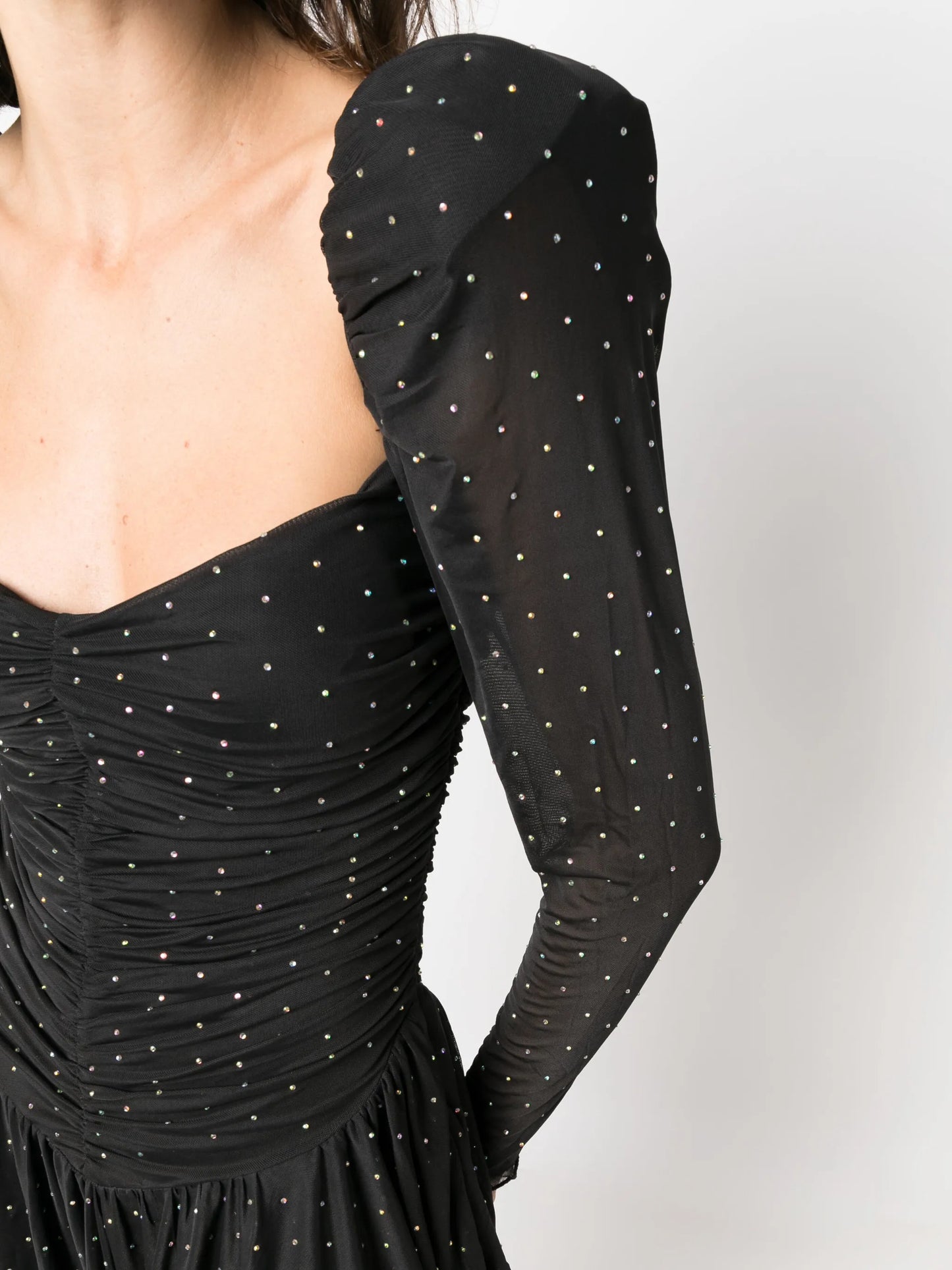 rhinestone-embellished mesh dress