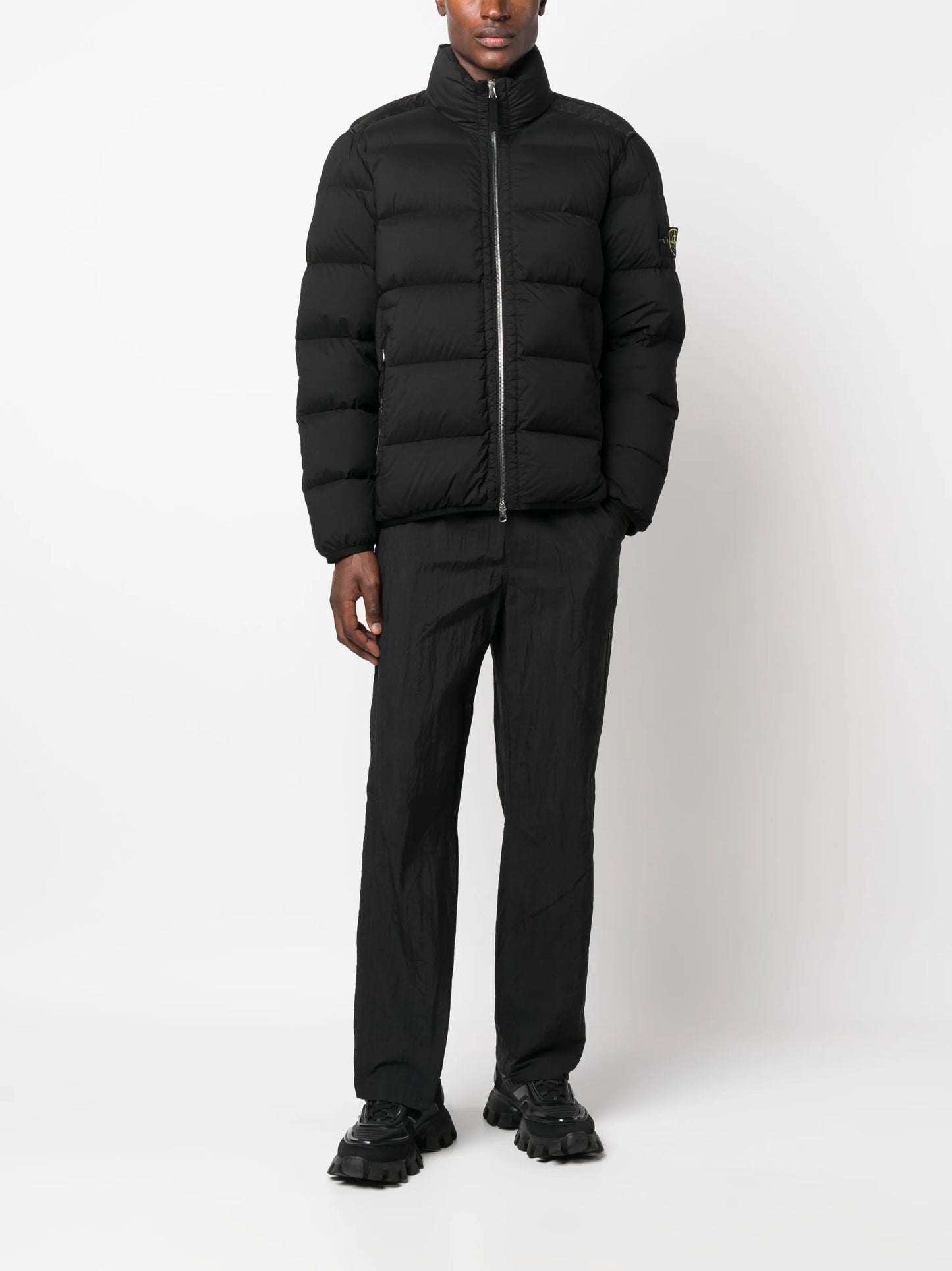 Compass-patch padded down jacket