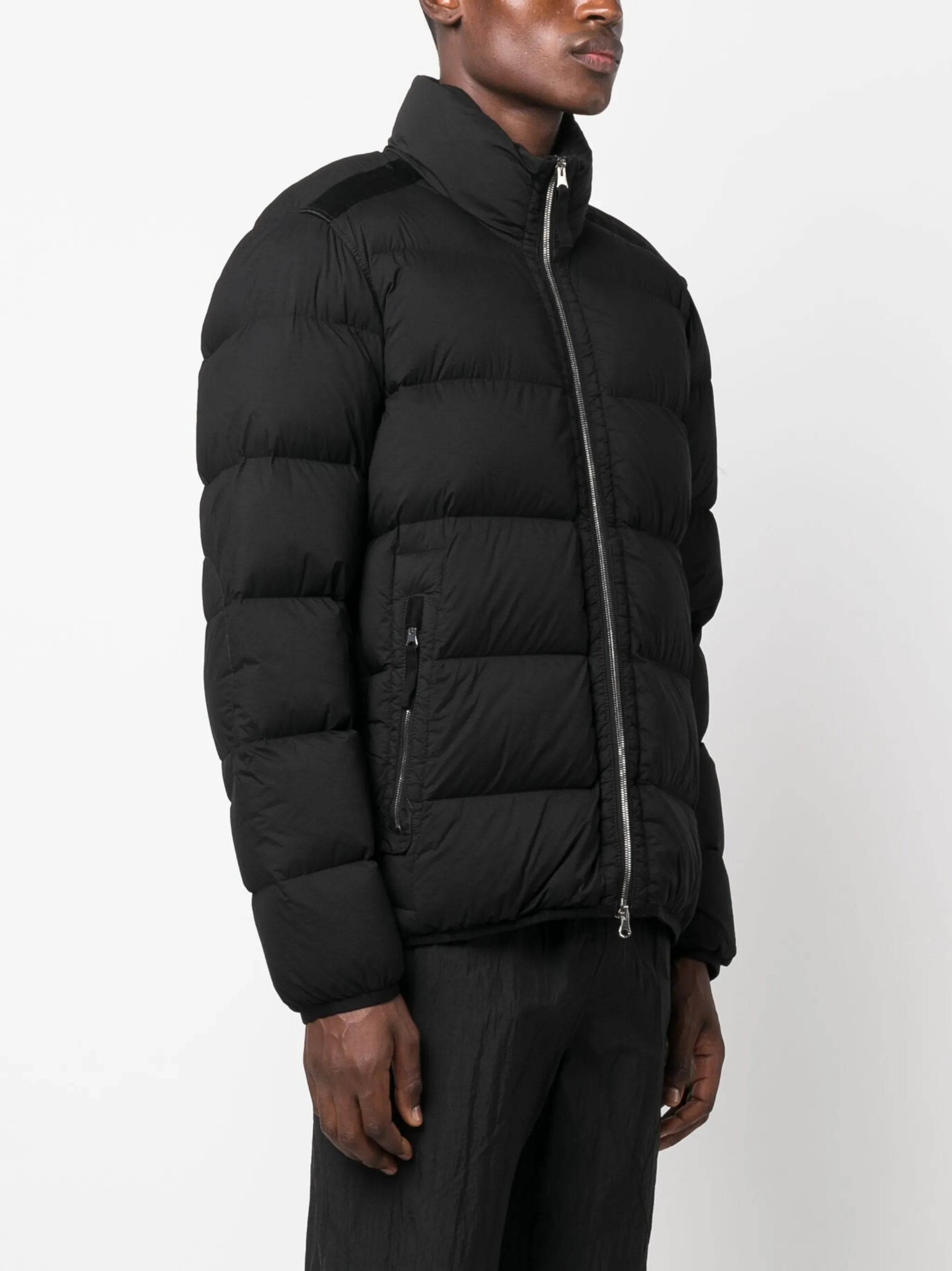 Compass-patch padded down jacket