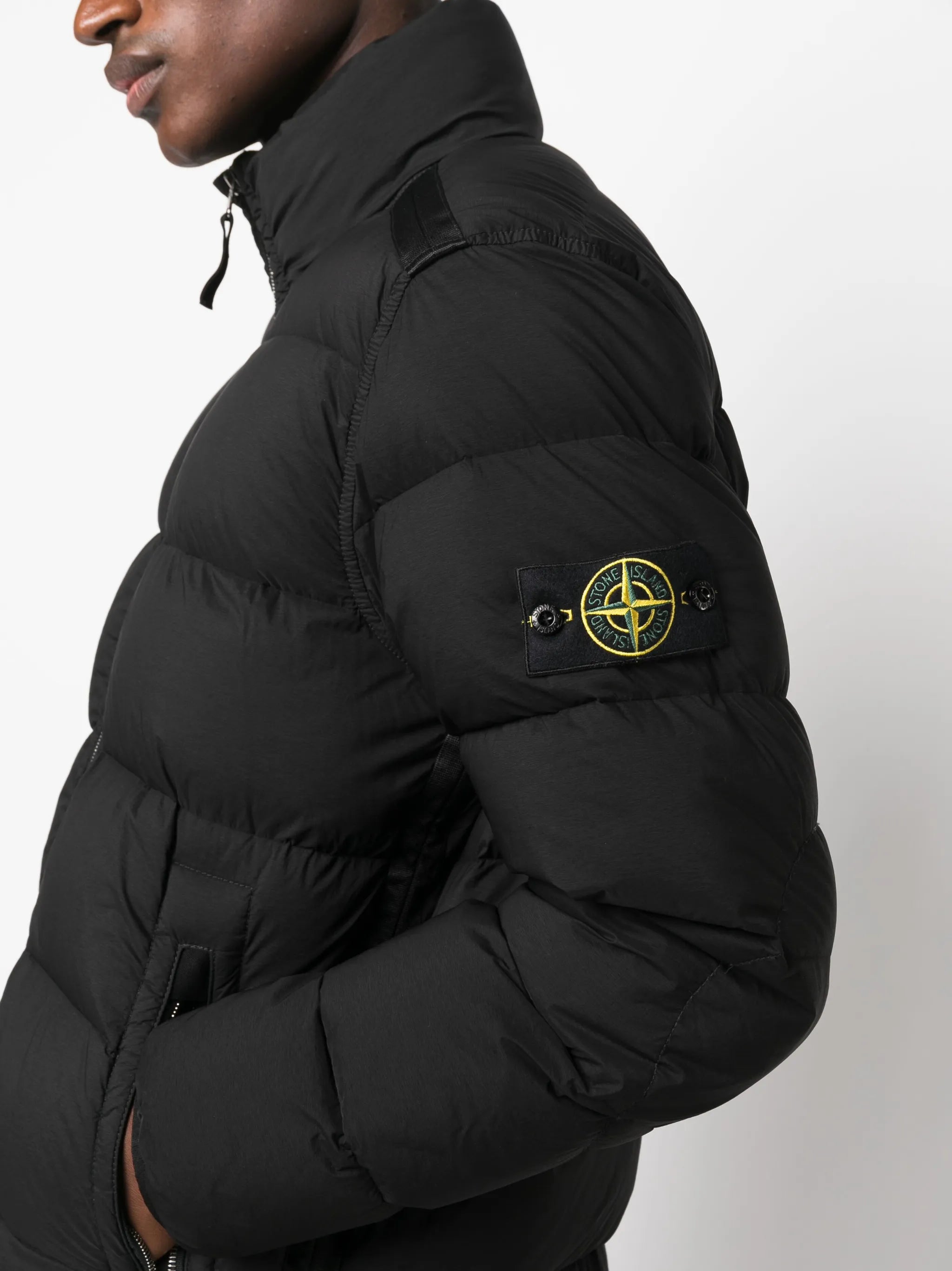 Compass-patch padded down jacket