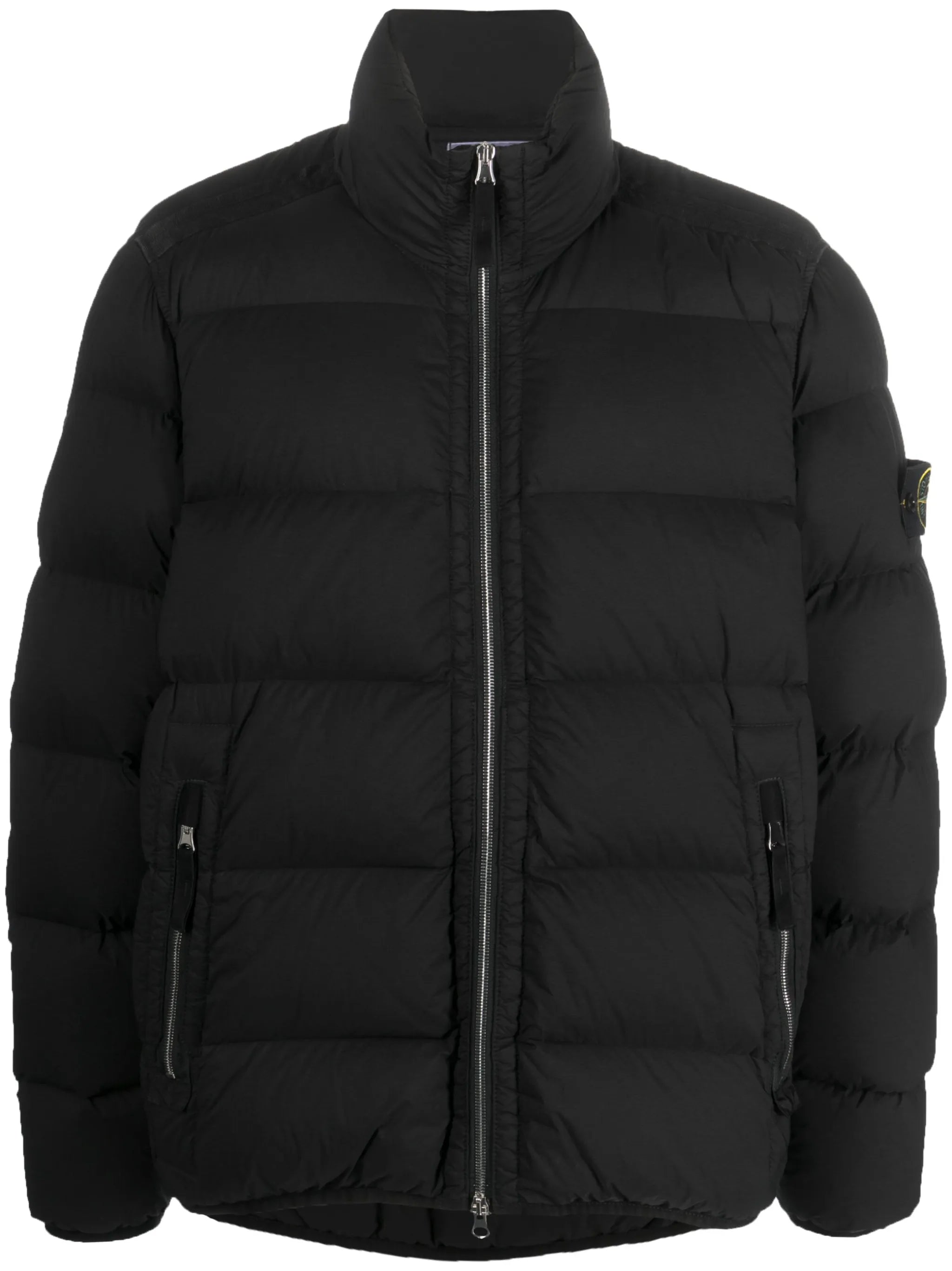 Compass-patch padded down jacket