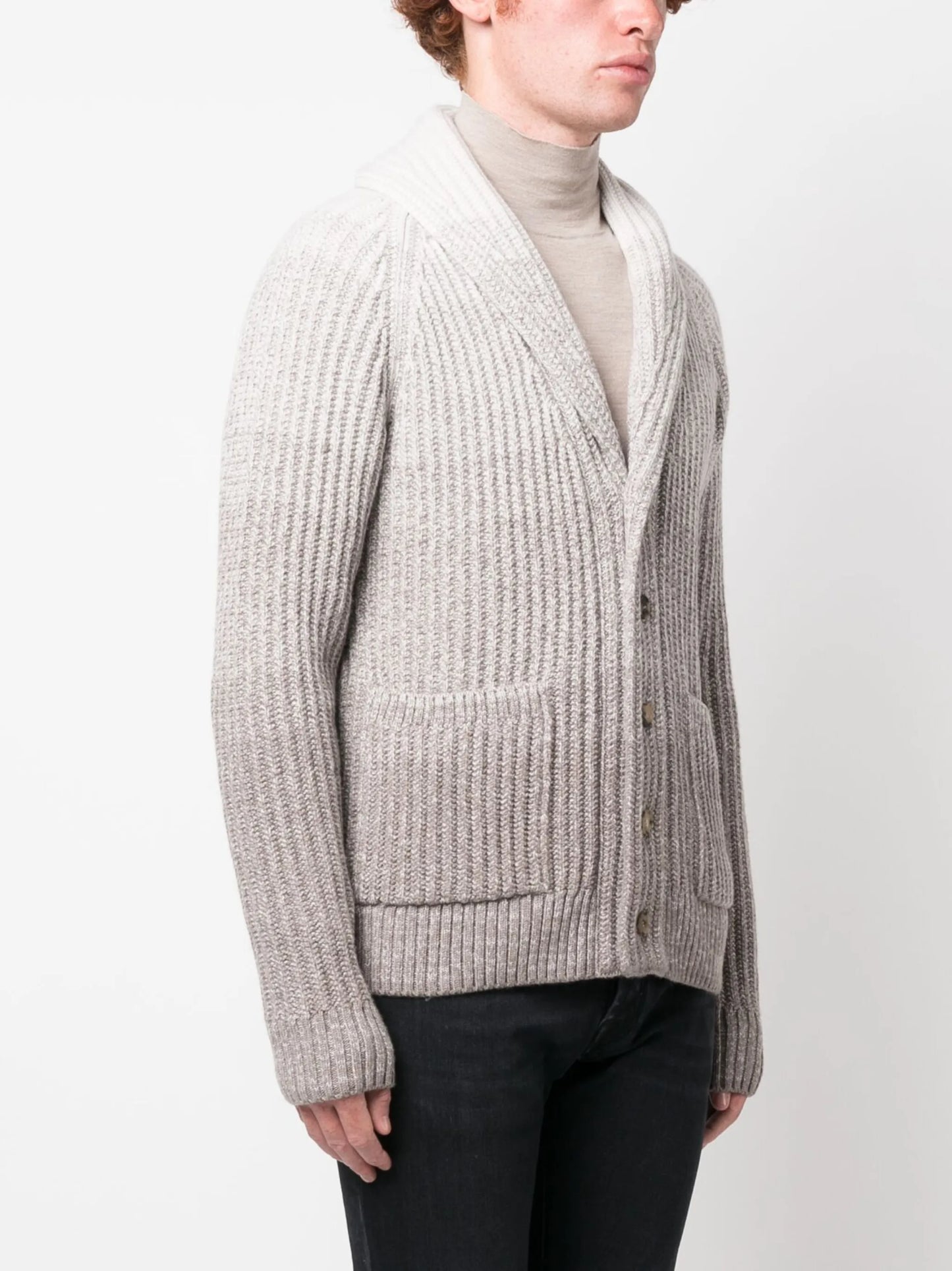 ombré-effect chunky-knit cardigan