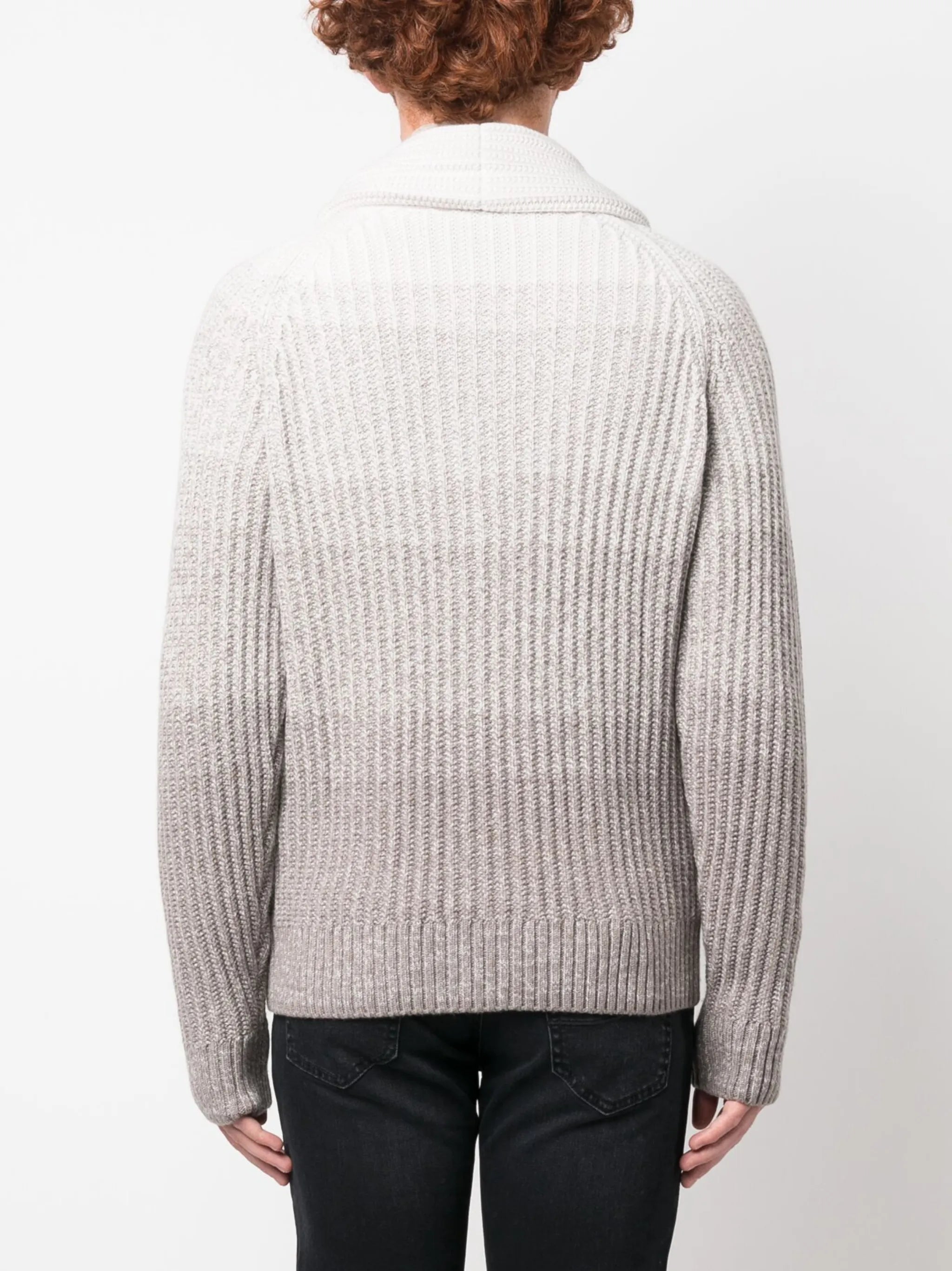 ombré-effect chunky-knit cardigan