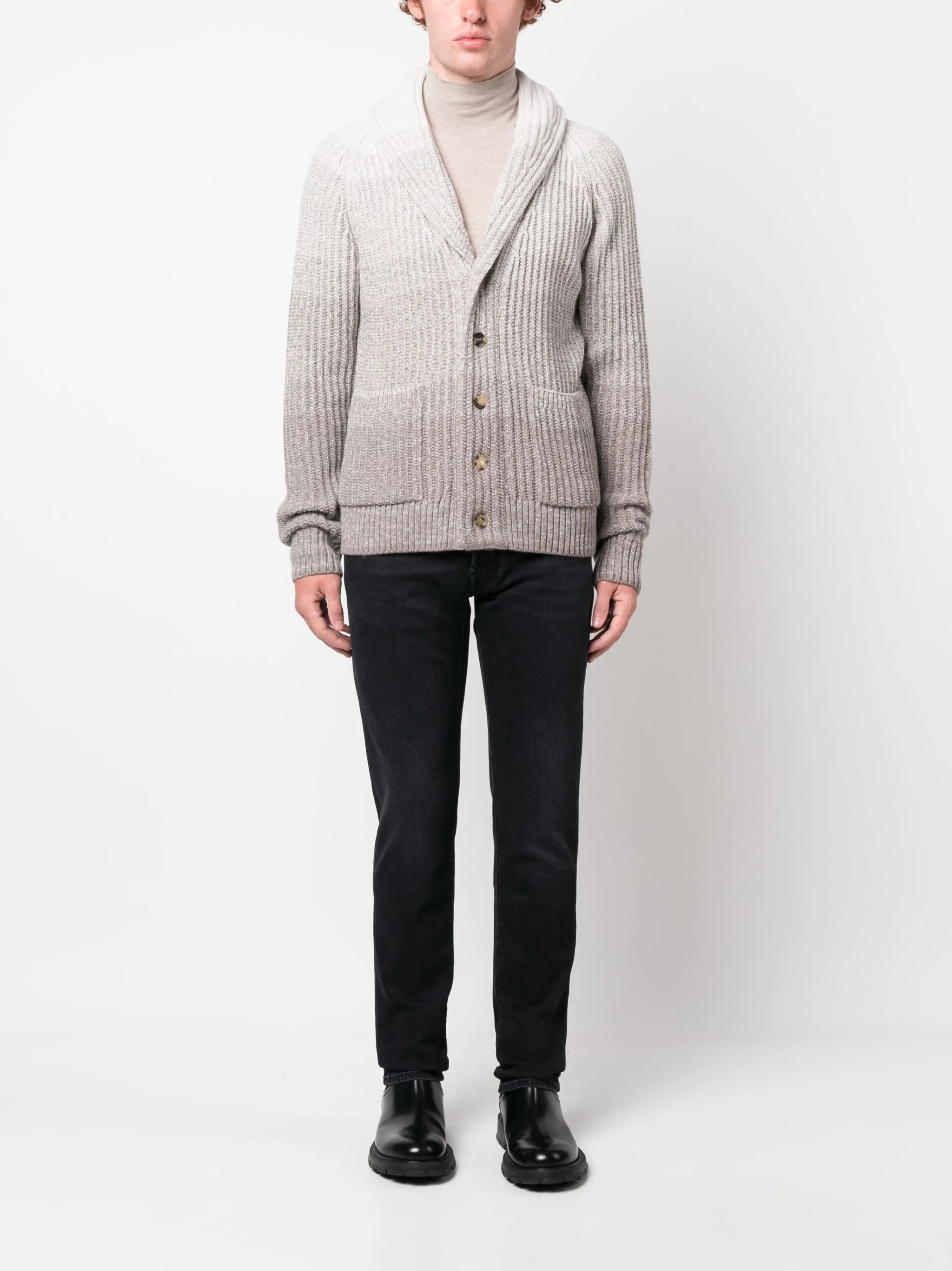 ombré-effect chunky-knit cardigan