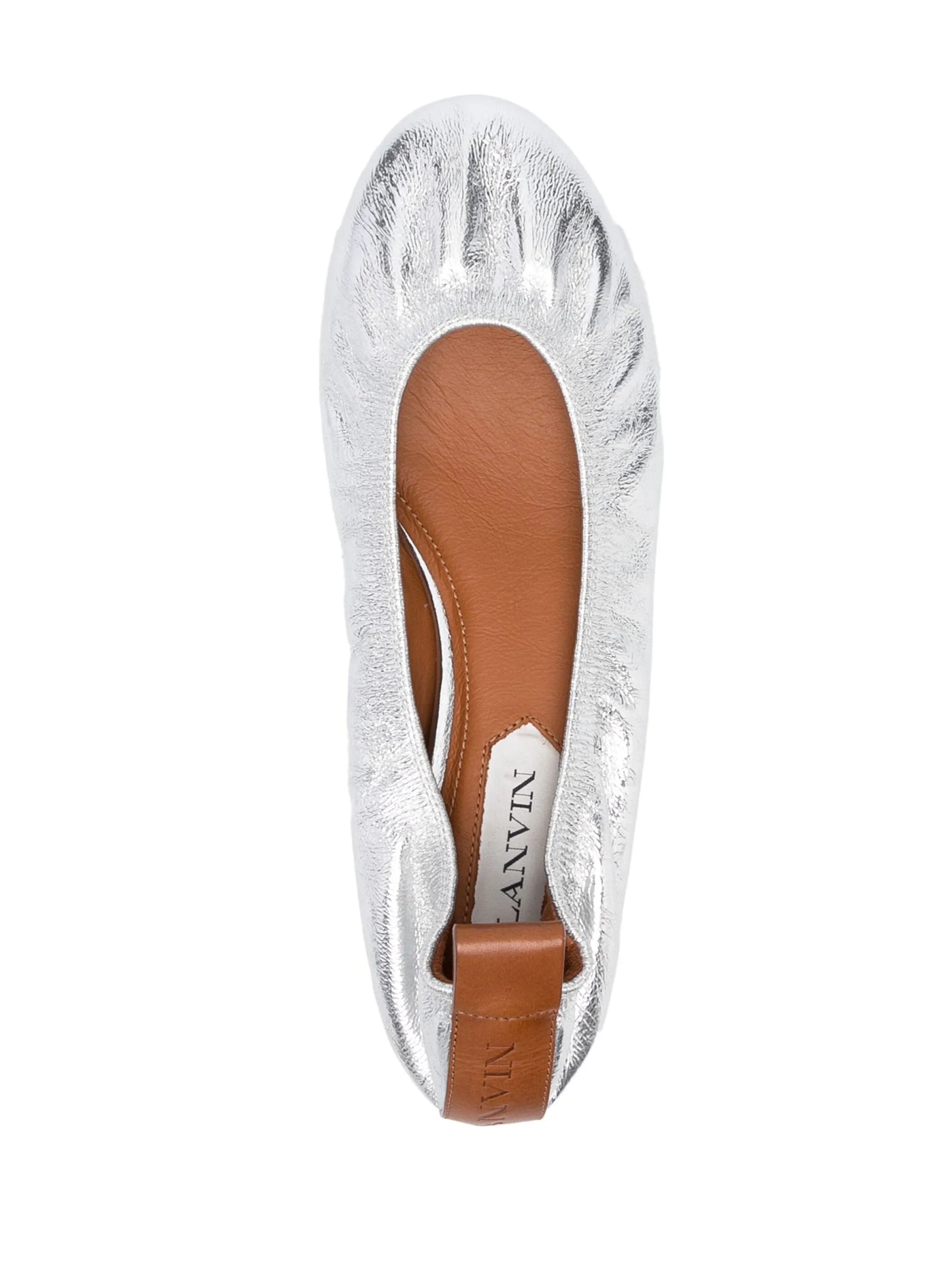 metallic leather ballerina shoes