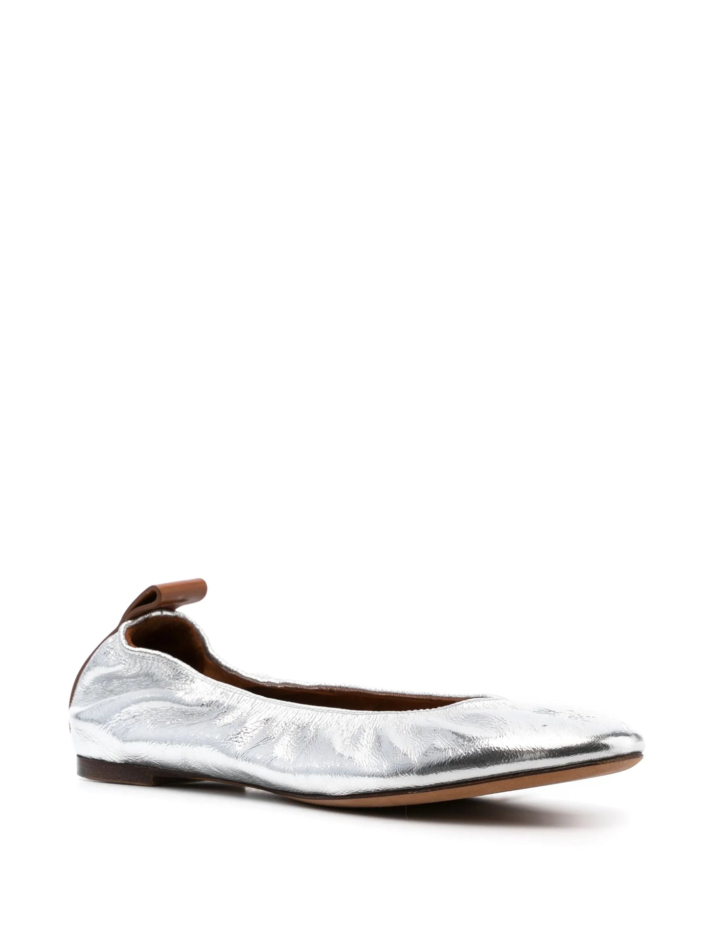 metallic leather ballerina shoes