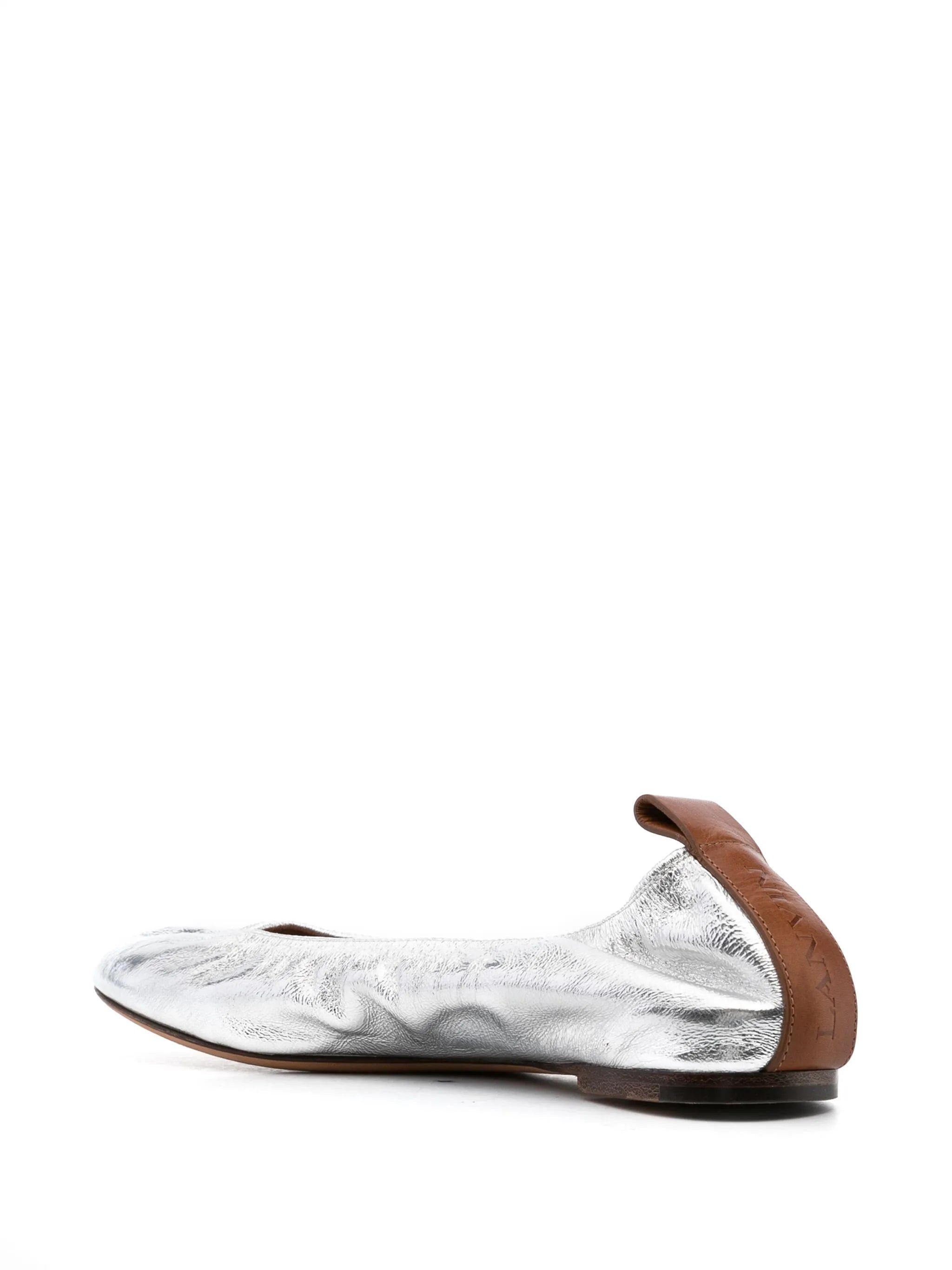 metallic leather ballerina shoes