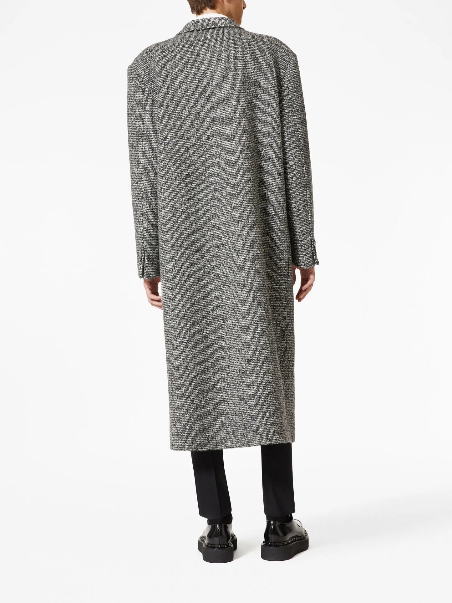 double-breasted tweed coat