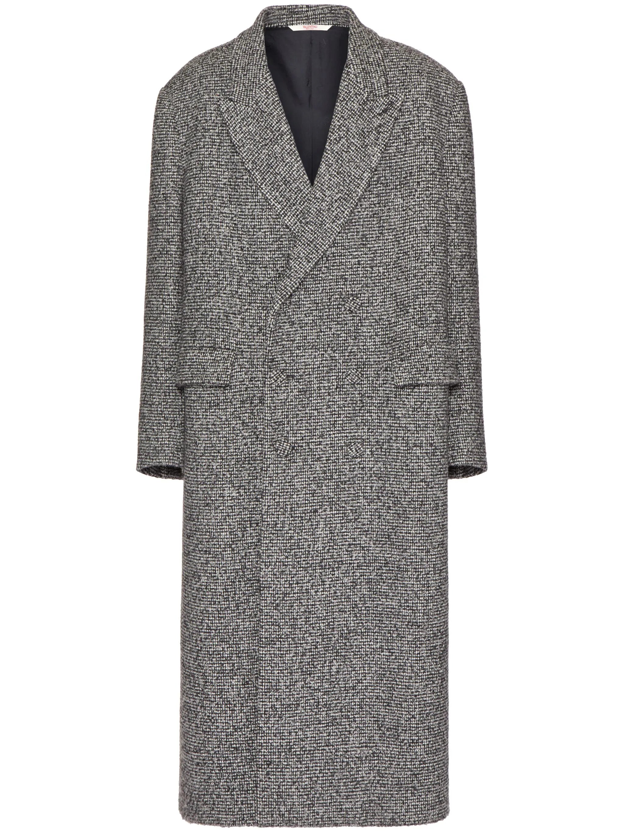 double-breasted tweed coat