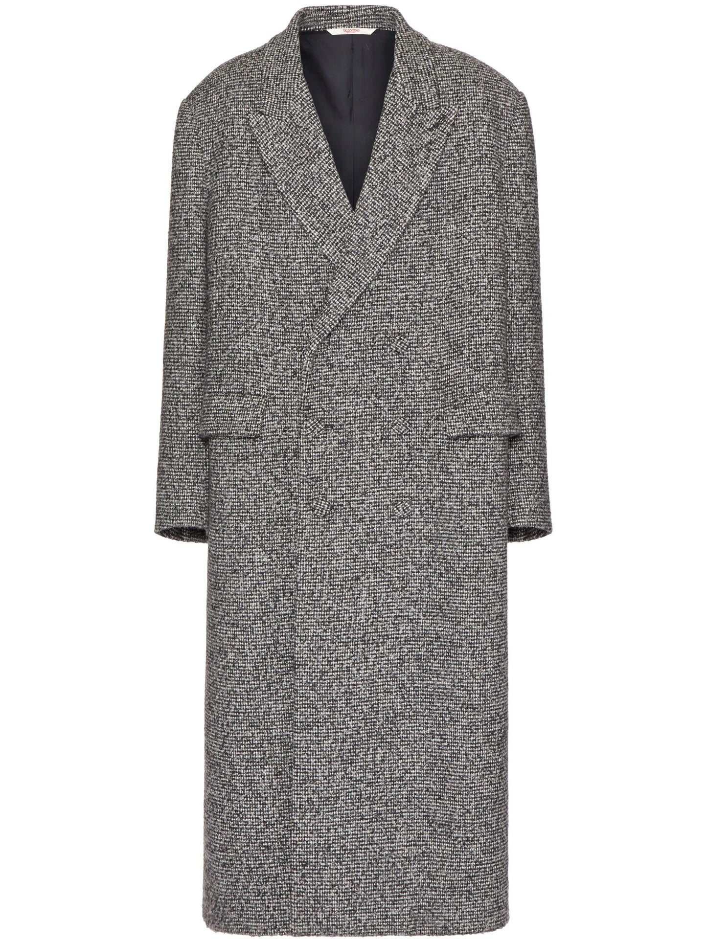 double-breasted tweed coat