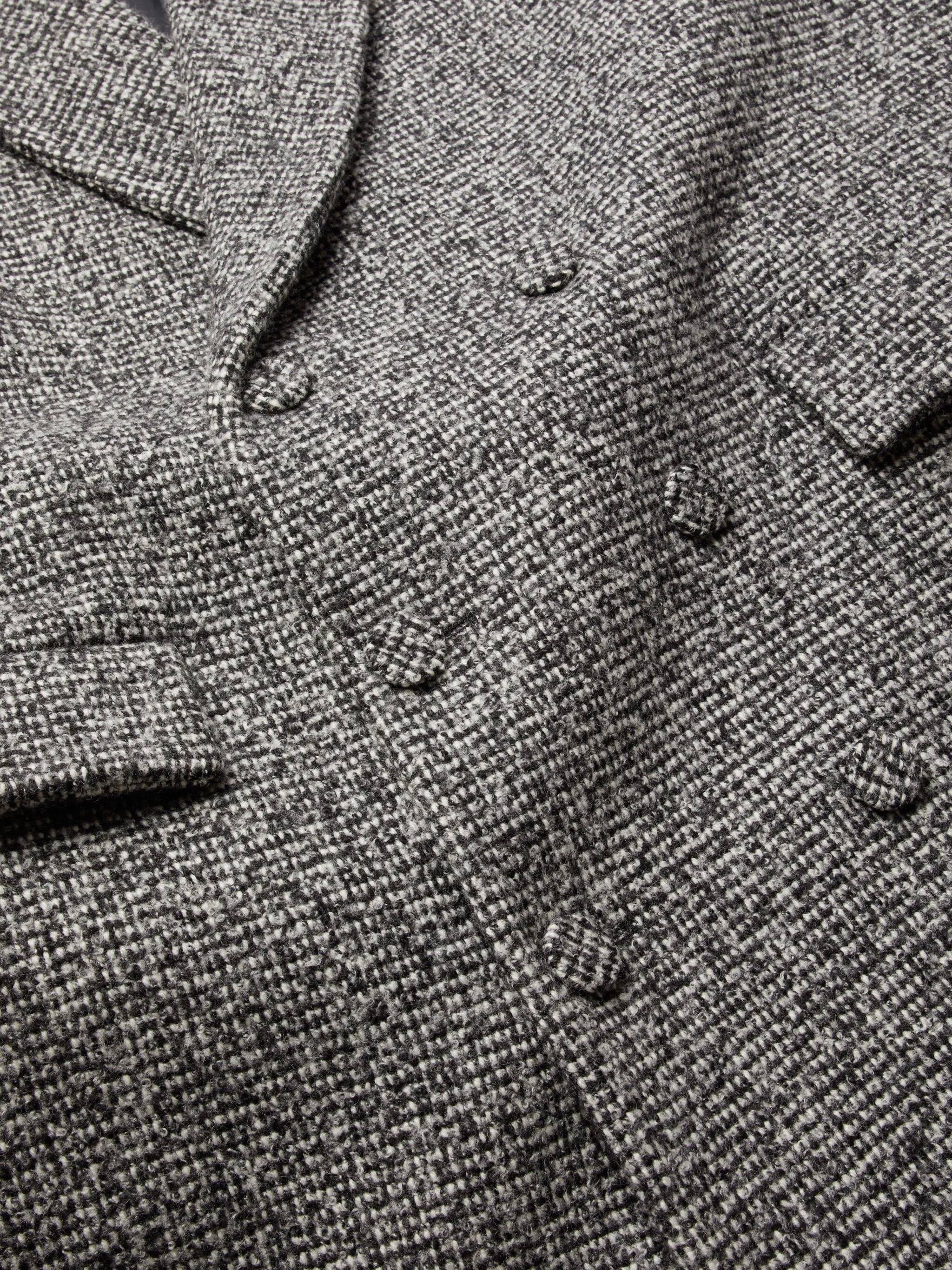 double-breasted tweed coat