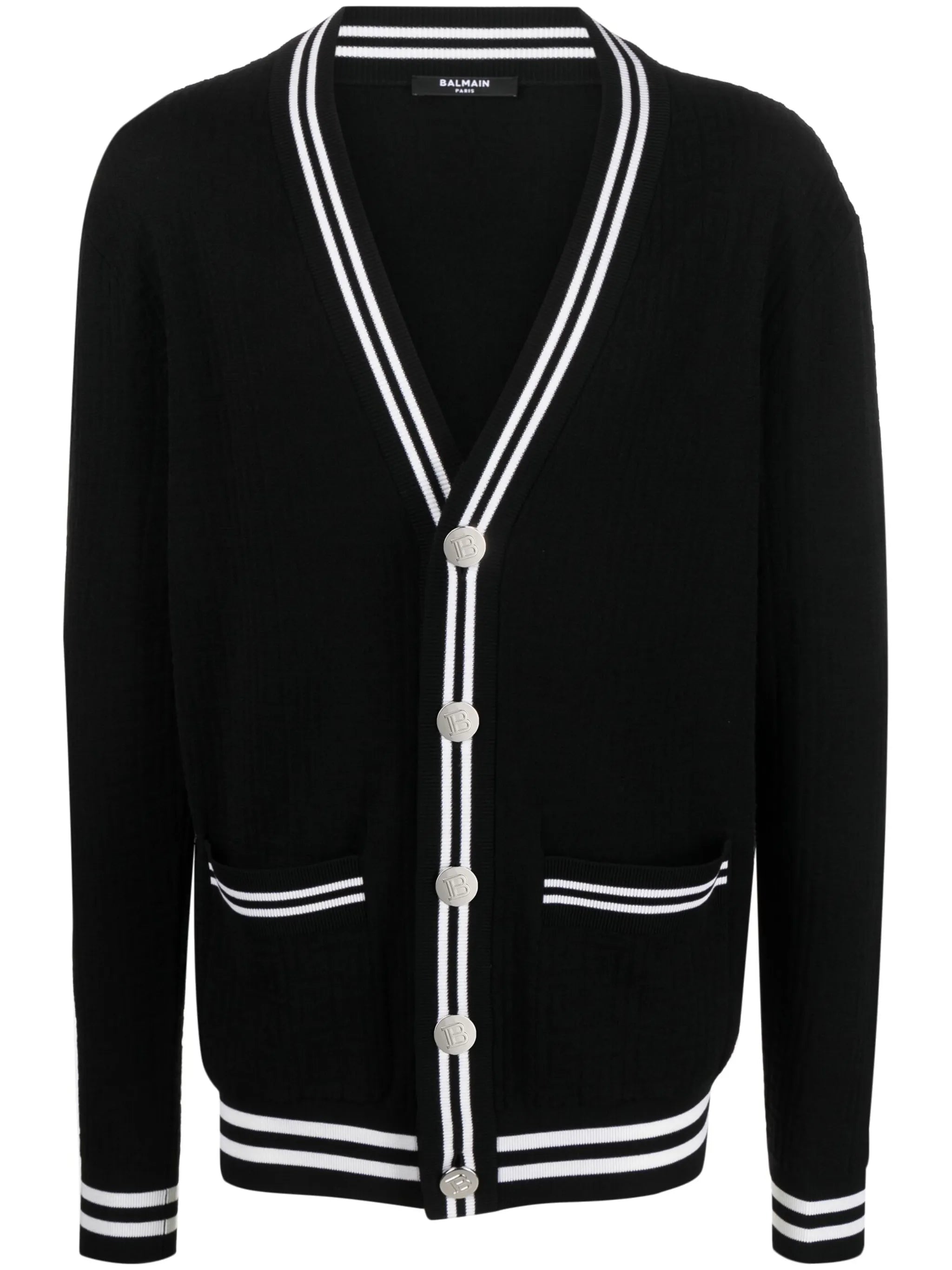 contrasting-trim V-neck cardigan