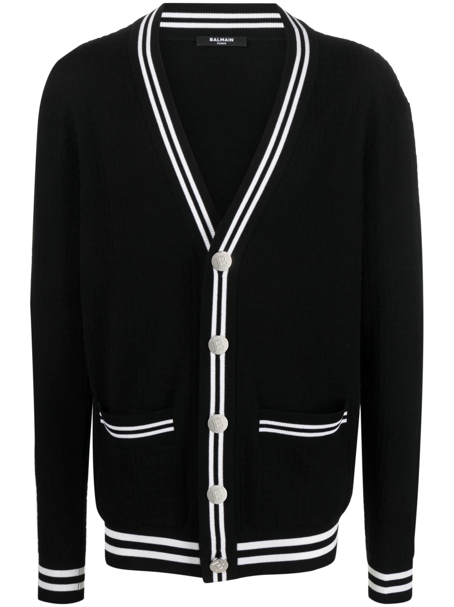 contrasting-trim V-neck cardigan