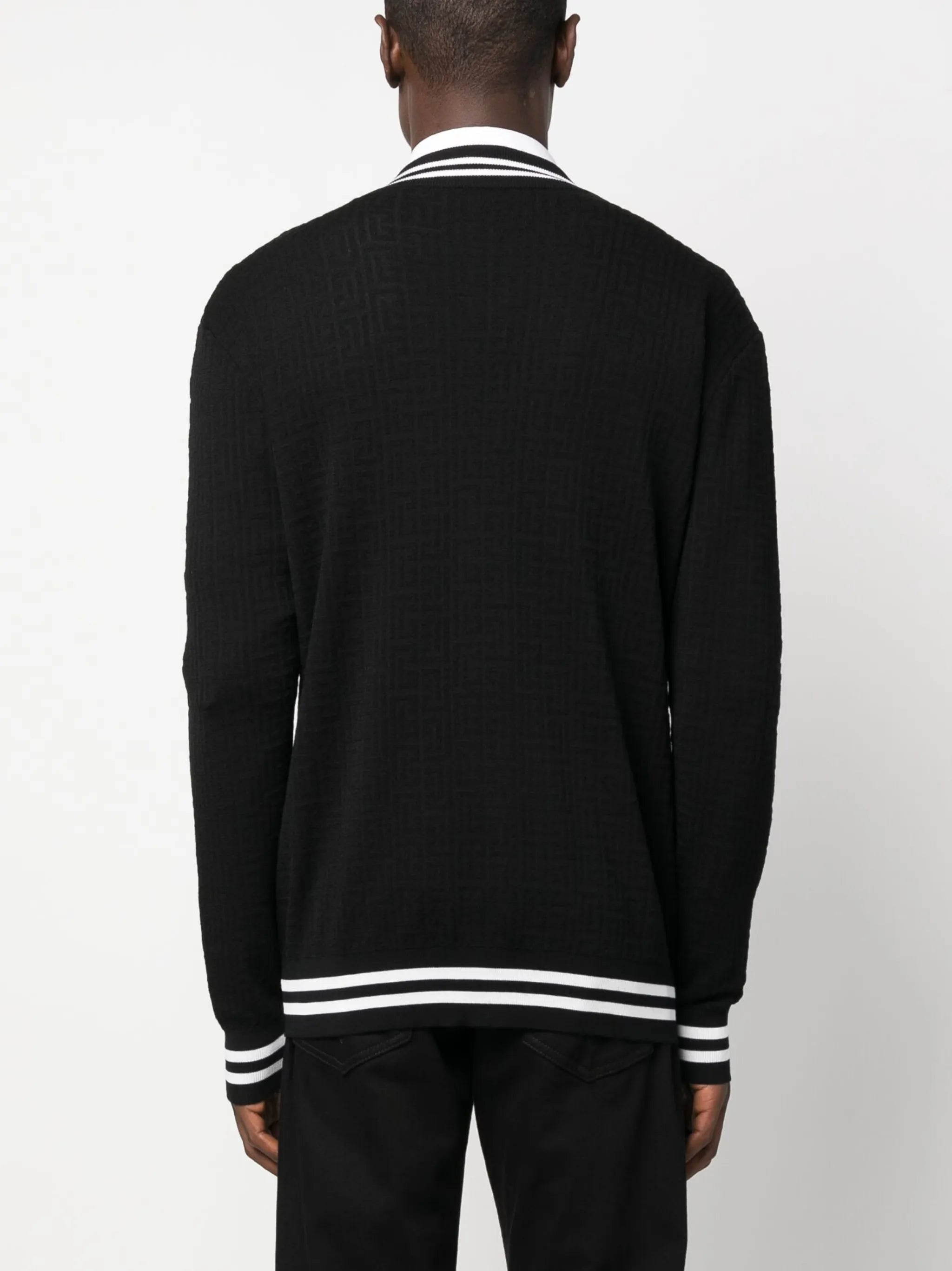 contrasting-trim V-neck cardigan